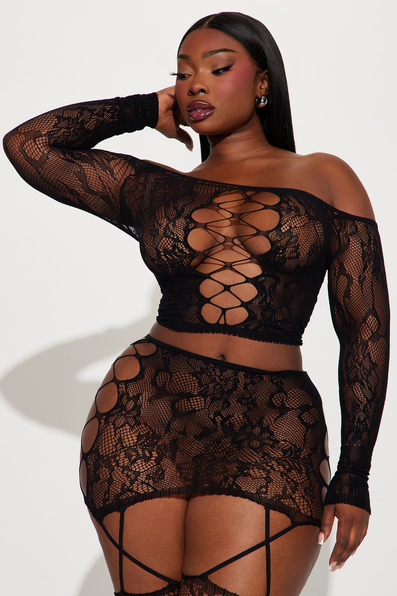 Midnight Stars Bodystocking Set - Black
