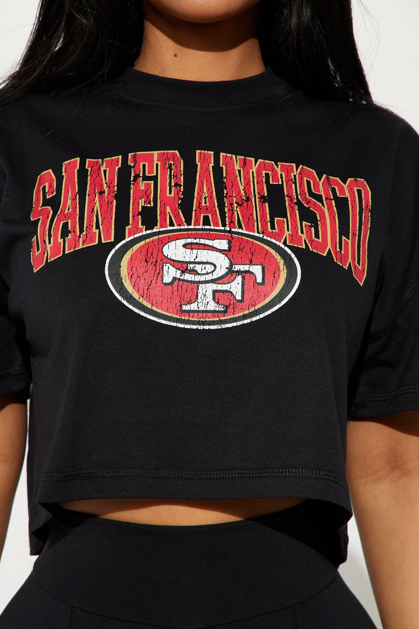 49ers Game Plan Cropped Tee - Black