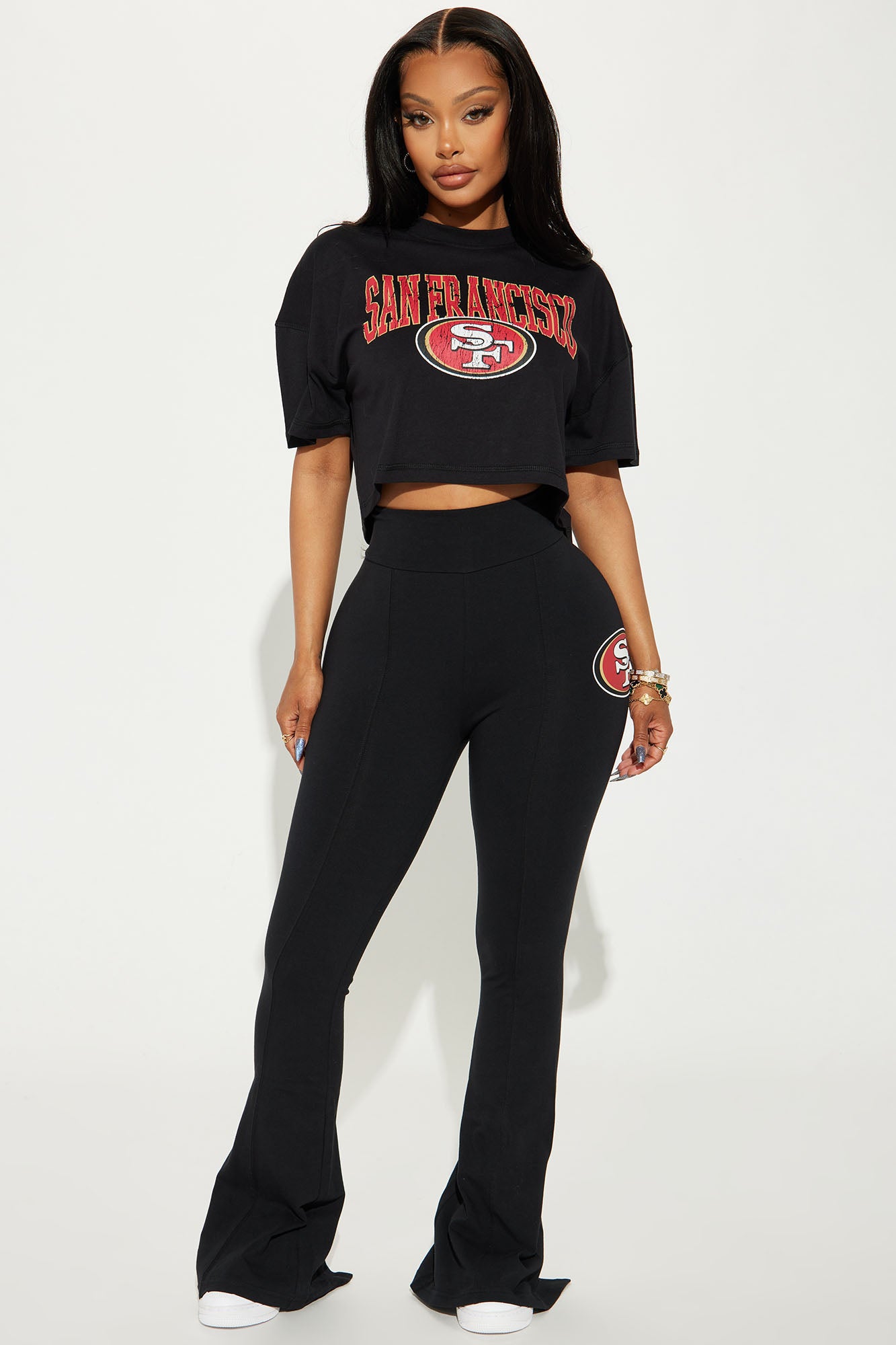 49ers Game Plan Cropped Tee - Black