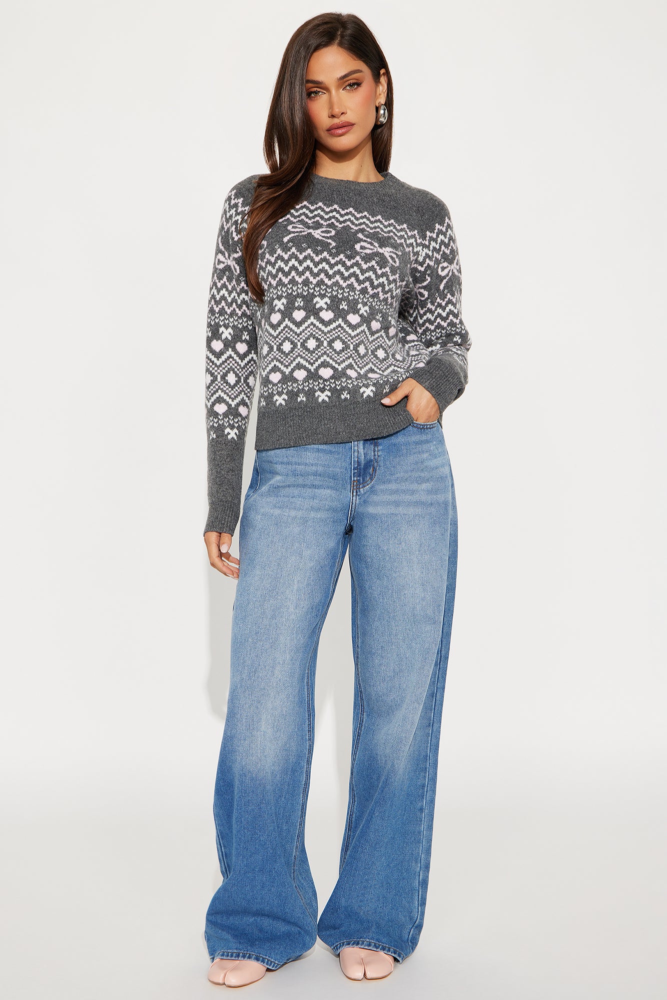 Lodge Life Fair Isle Sweater - Charcoal/combo
