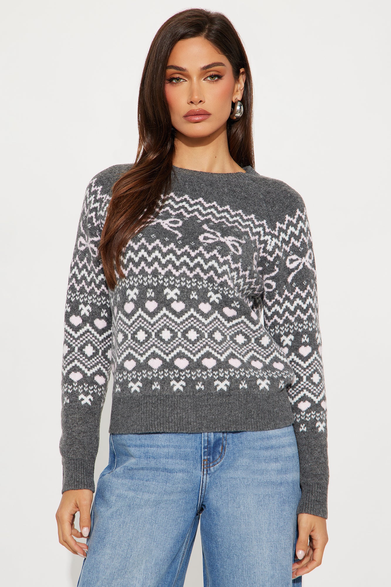 Lodge Life Fair Isle Sweater - Charcoal/combo