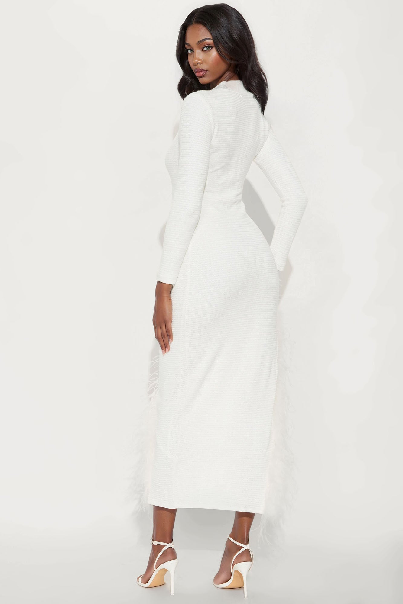 Katrina Feathered Gown - Cream