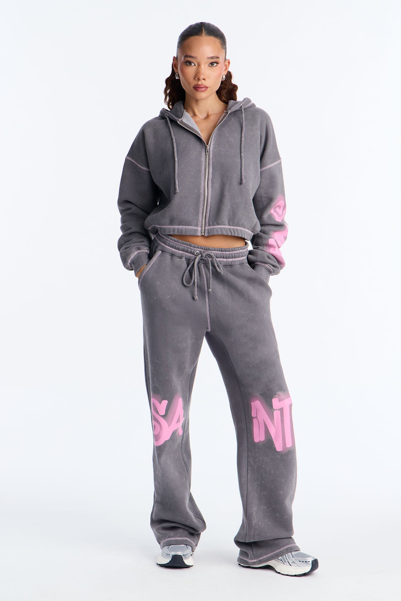 Saint Fleece Pant Set - Charcoal
