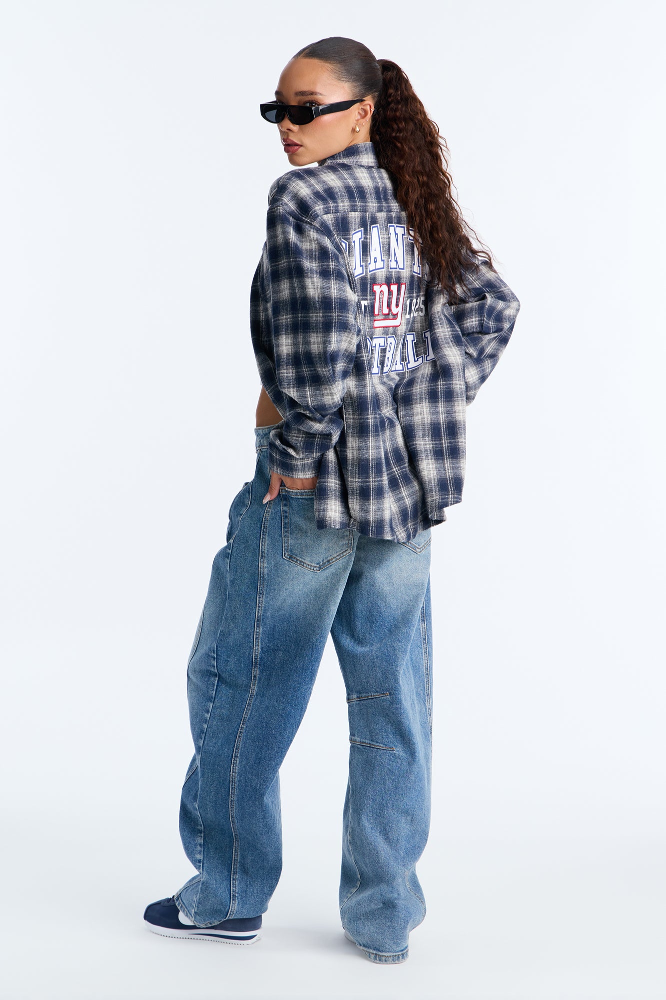 NFL NY Giants Plaid Flannel - Blue/combo