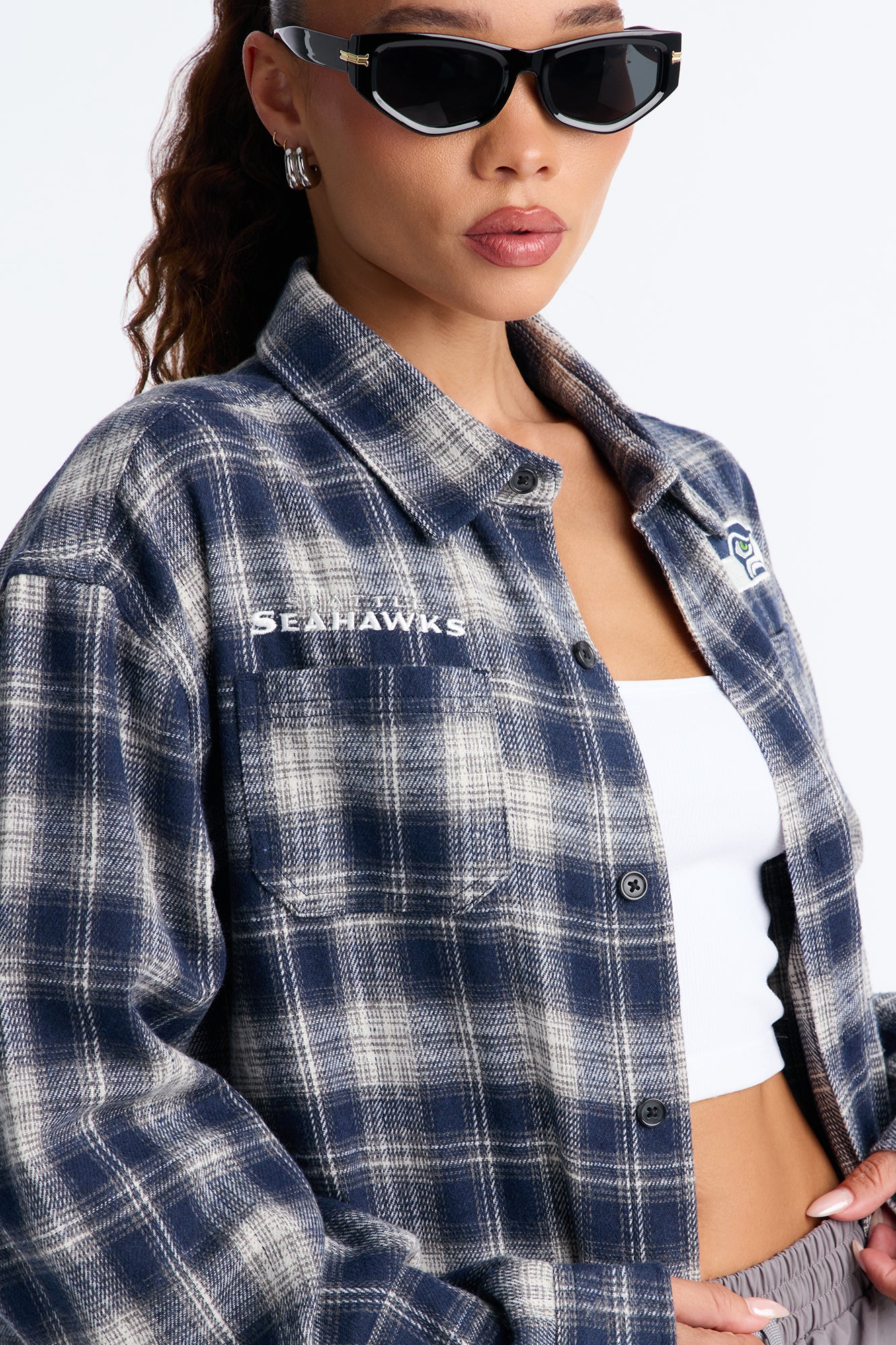 NFL Seattle Seahawks Plaid Flannel - Blue/combo