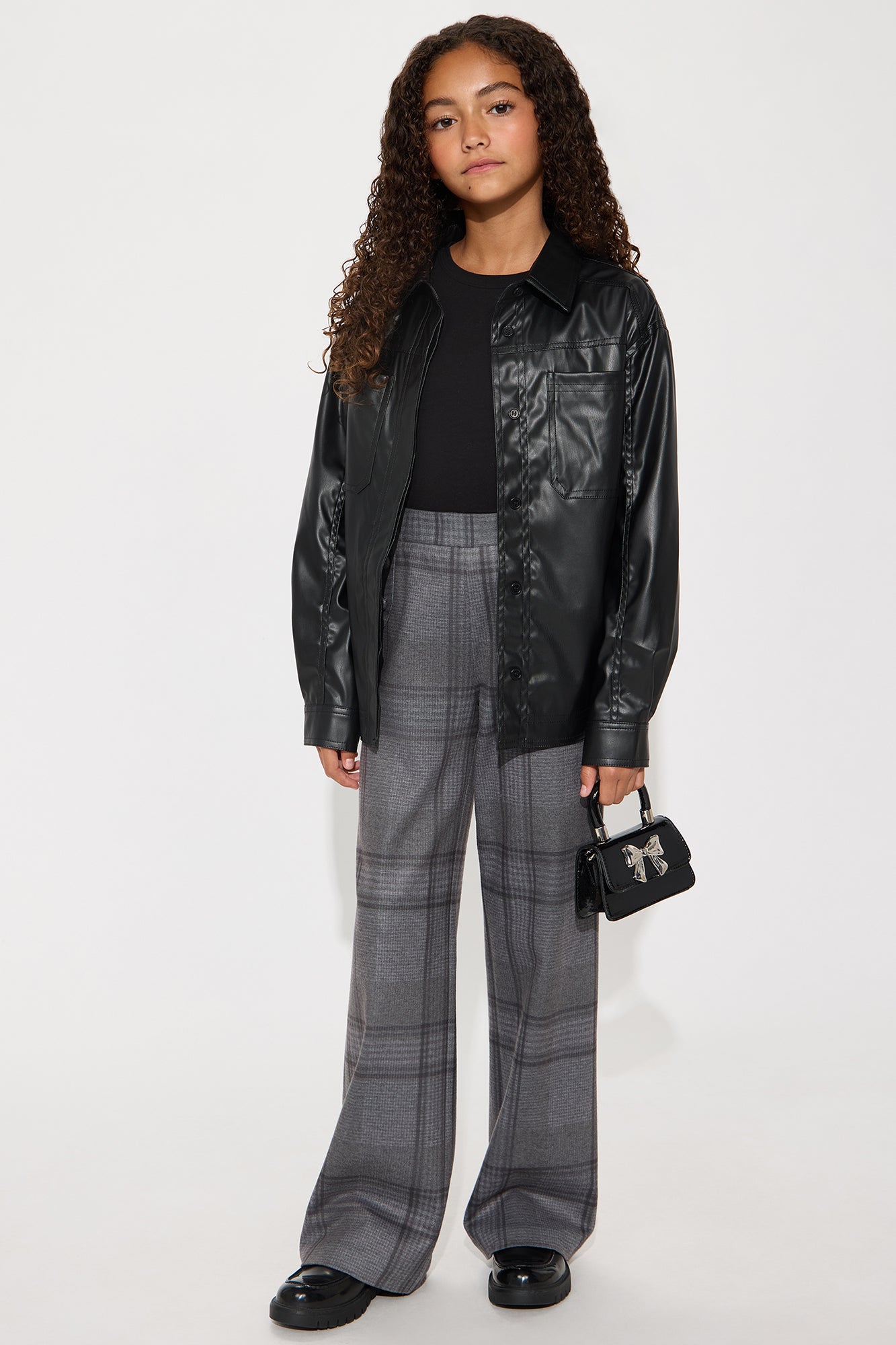 Mini Preppy Wide Leg Pant - Grey/combo
