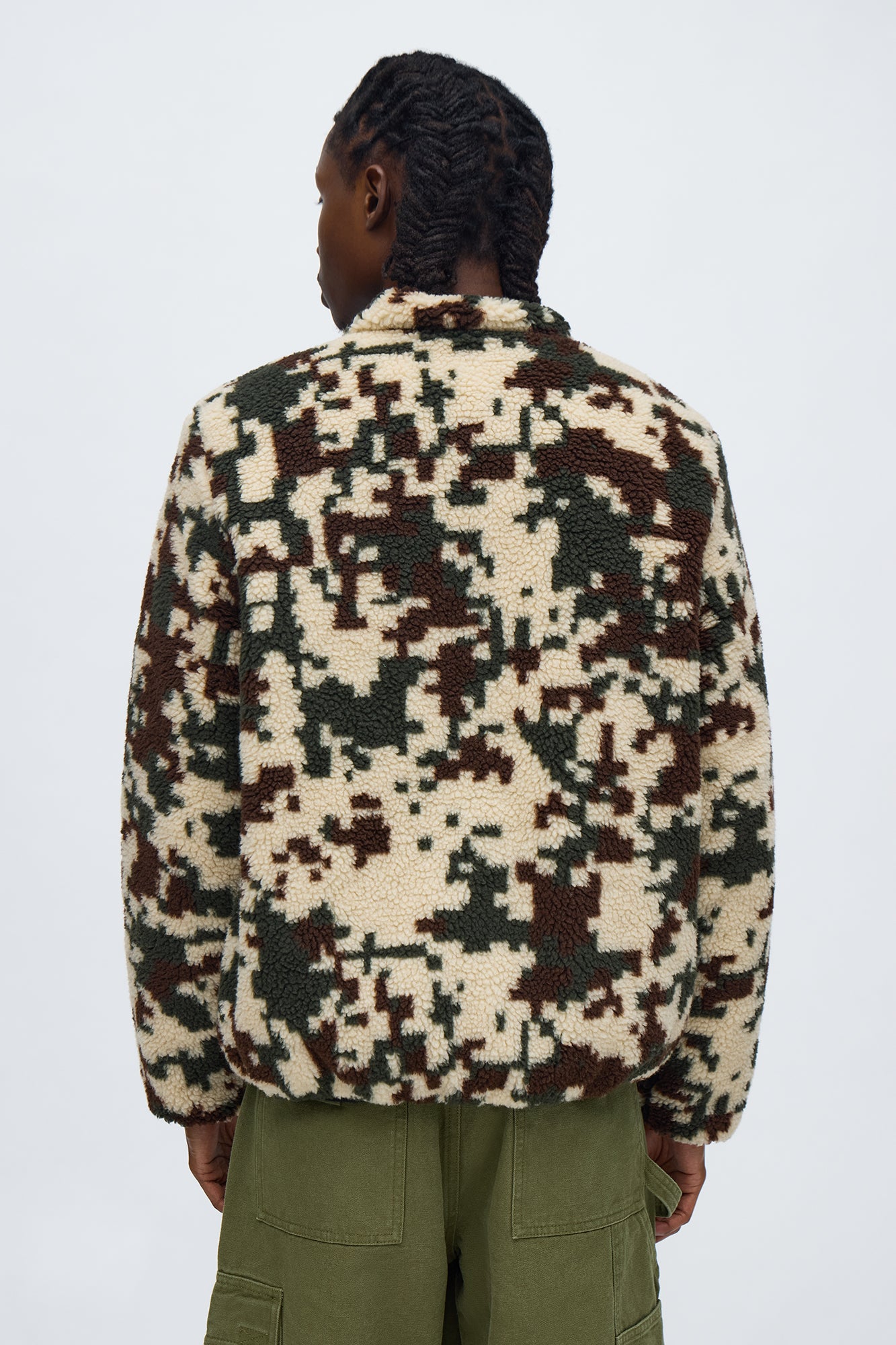 Pixelated Camo Sherpa Zip Shacket - Camouflage
