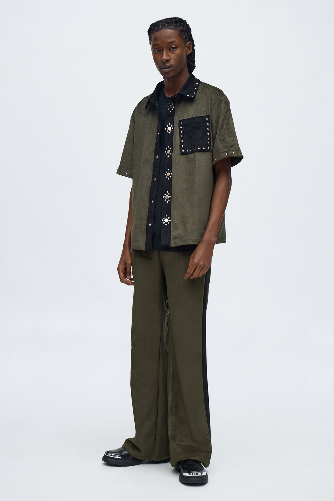 High Noon Studded Flare Pant - Olive