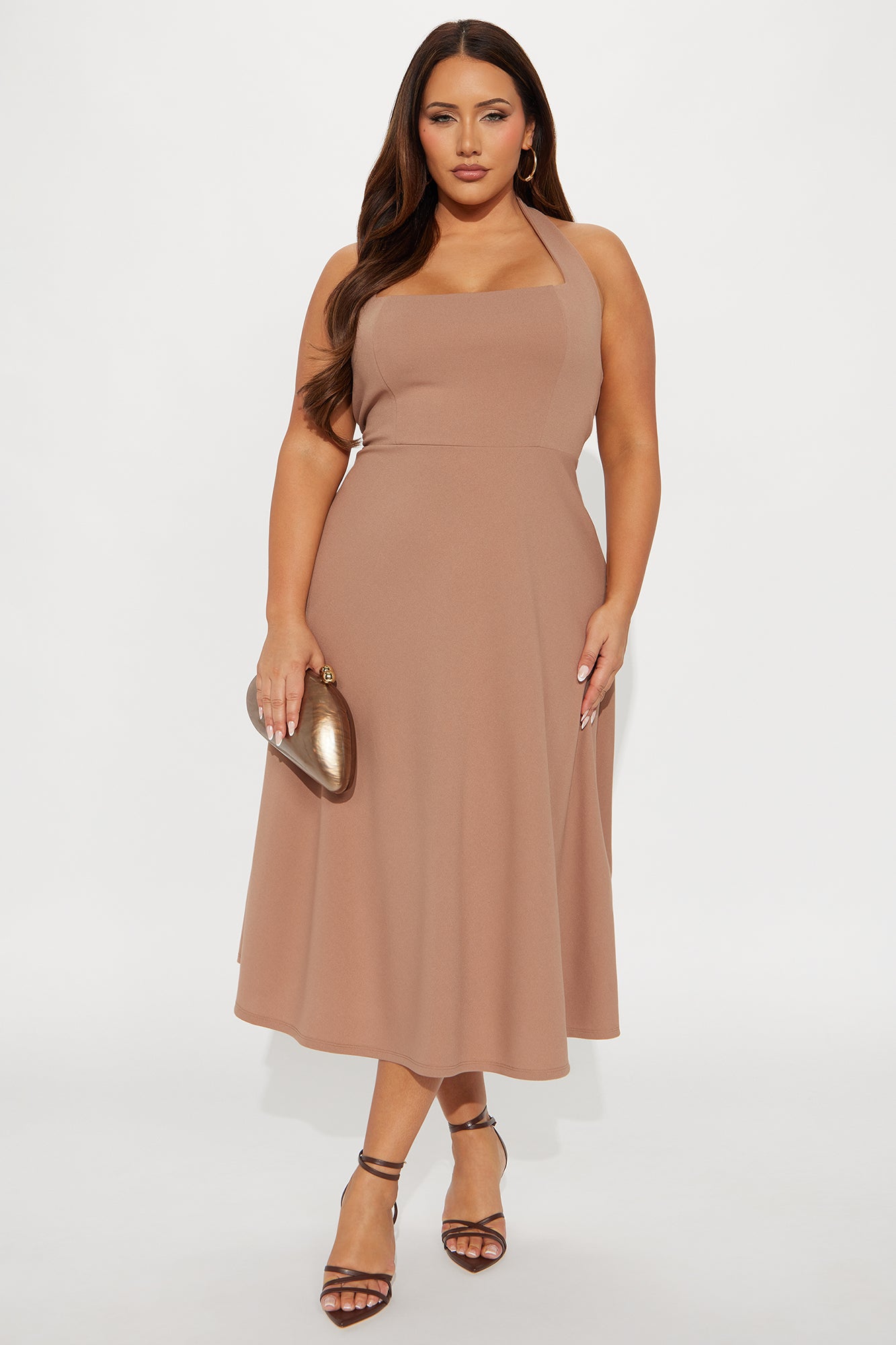 Alena Halter Midi Dress - Khaki