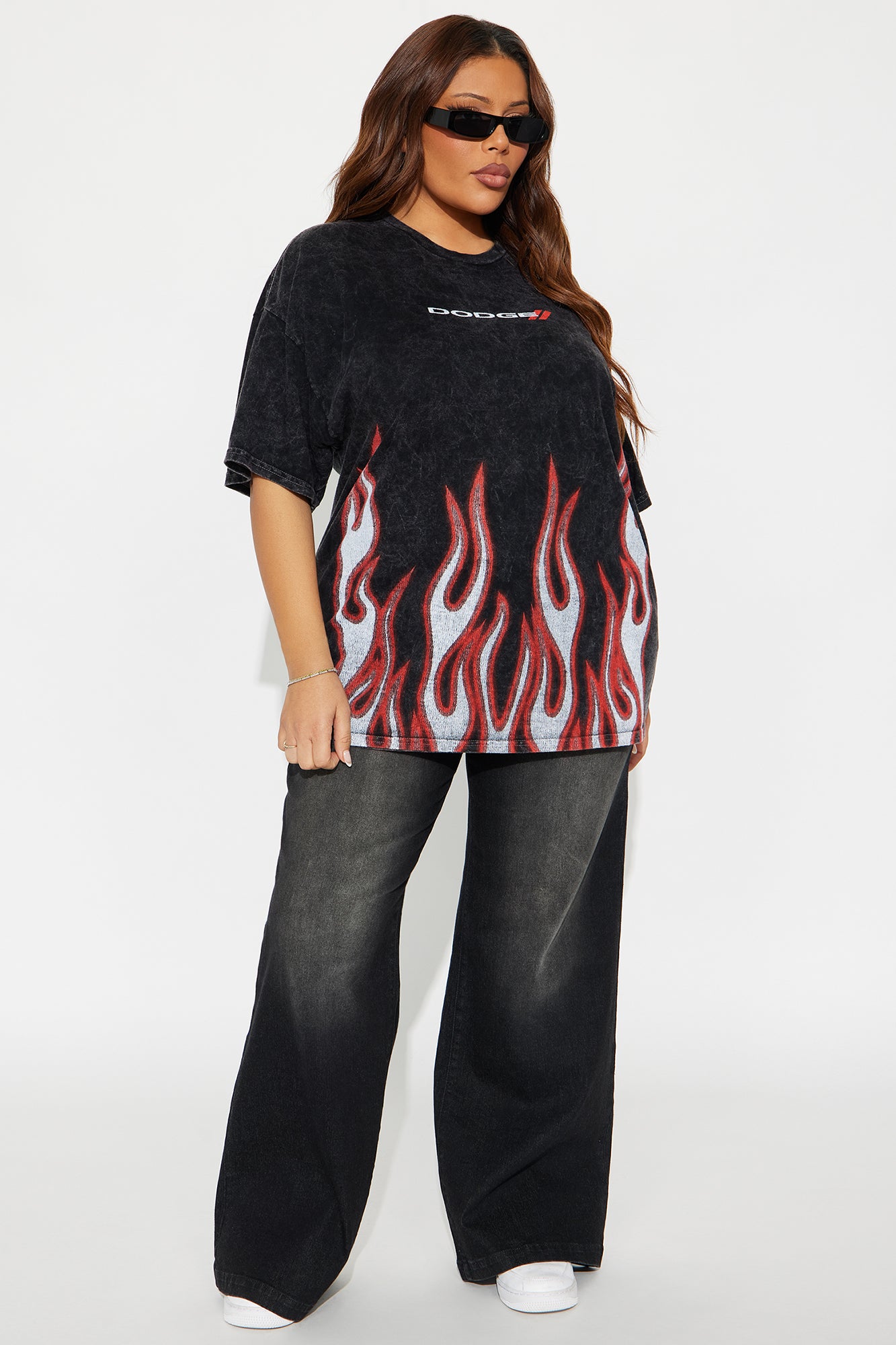 Dodge Flames Washed Tee - Black Wash