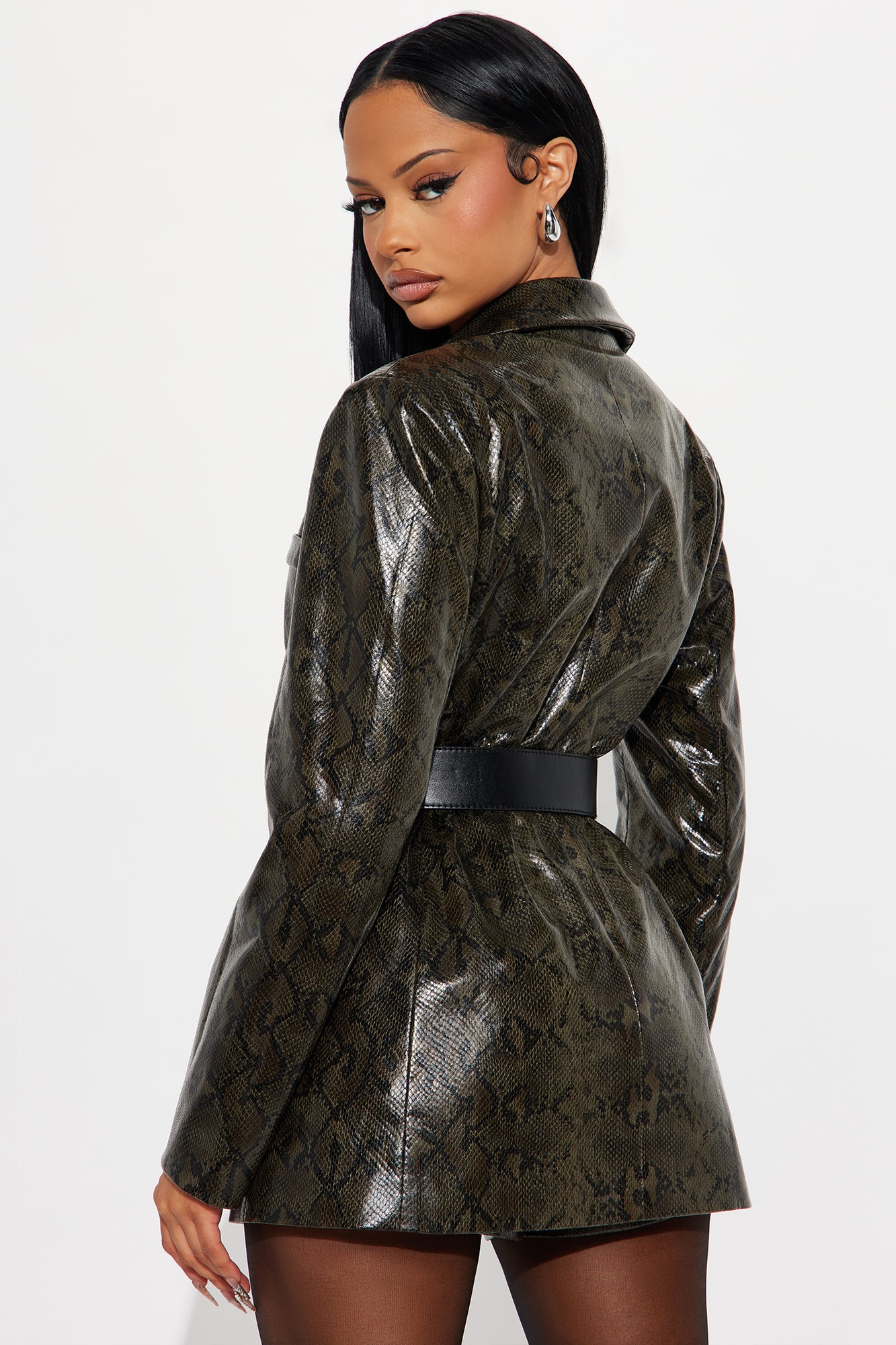 Brenda Belted Blazer Short Set - Green