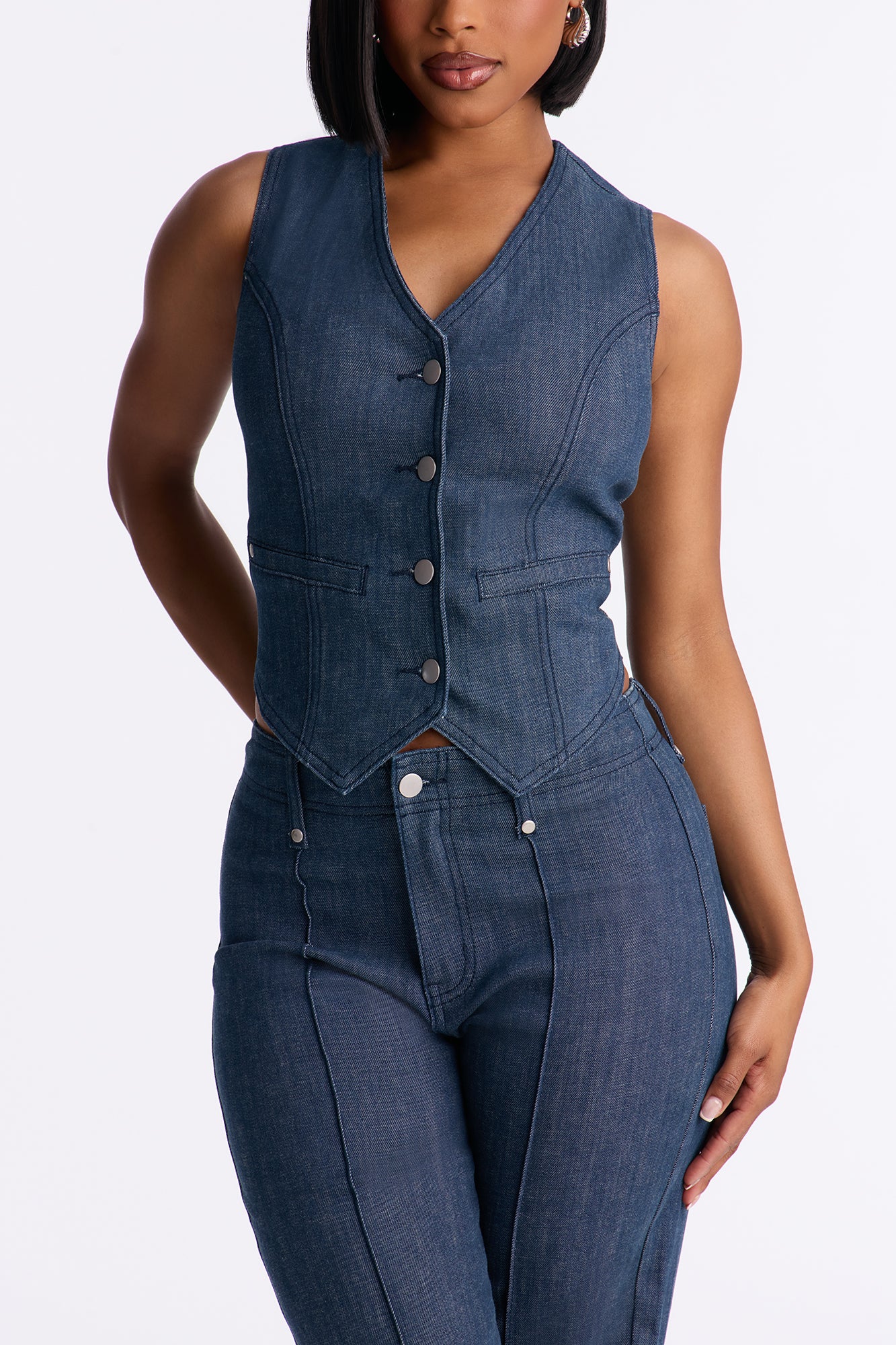 Take It Offline Stretch Tailored Vest - Dark Wash