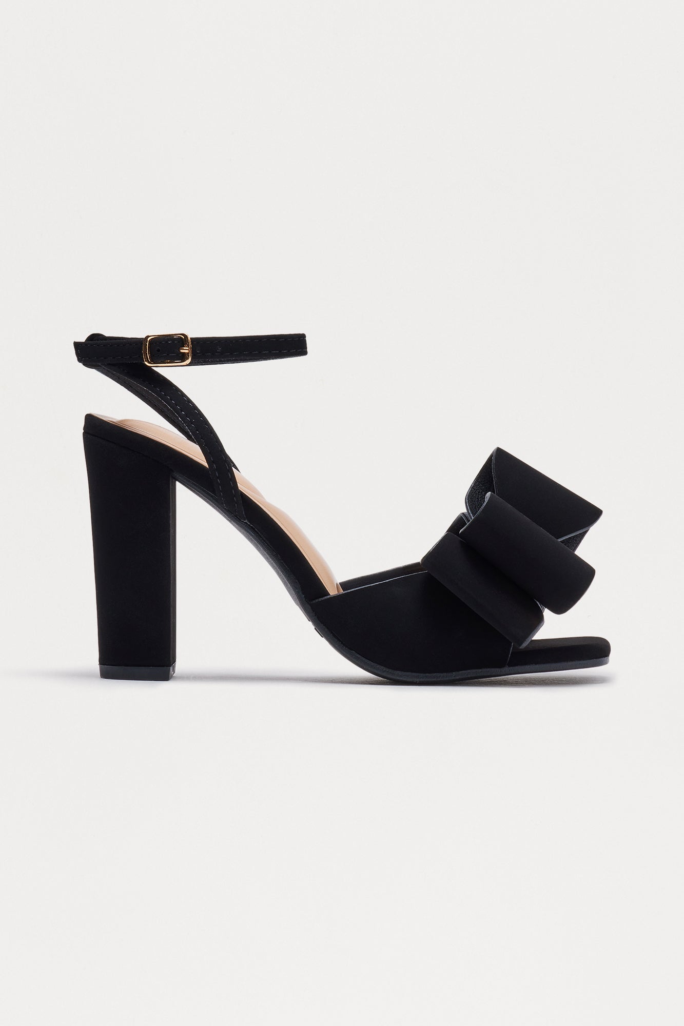 Maude Bow Ankle Strap Heels - Black