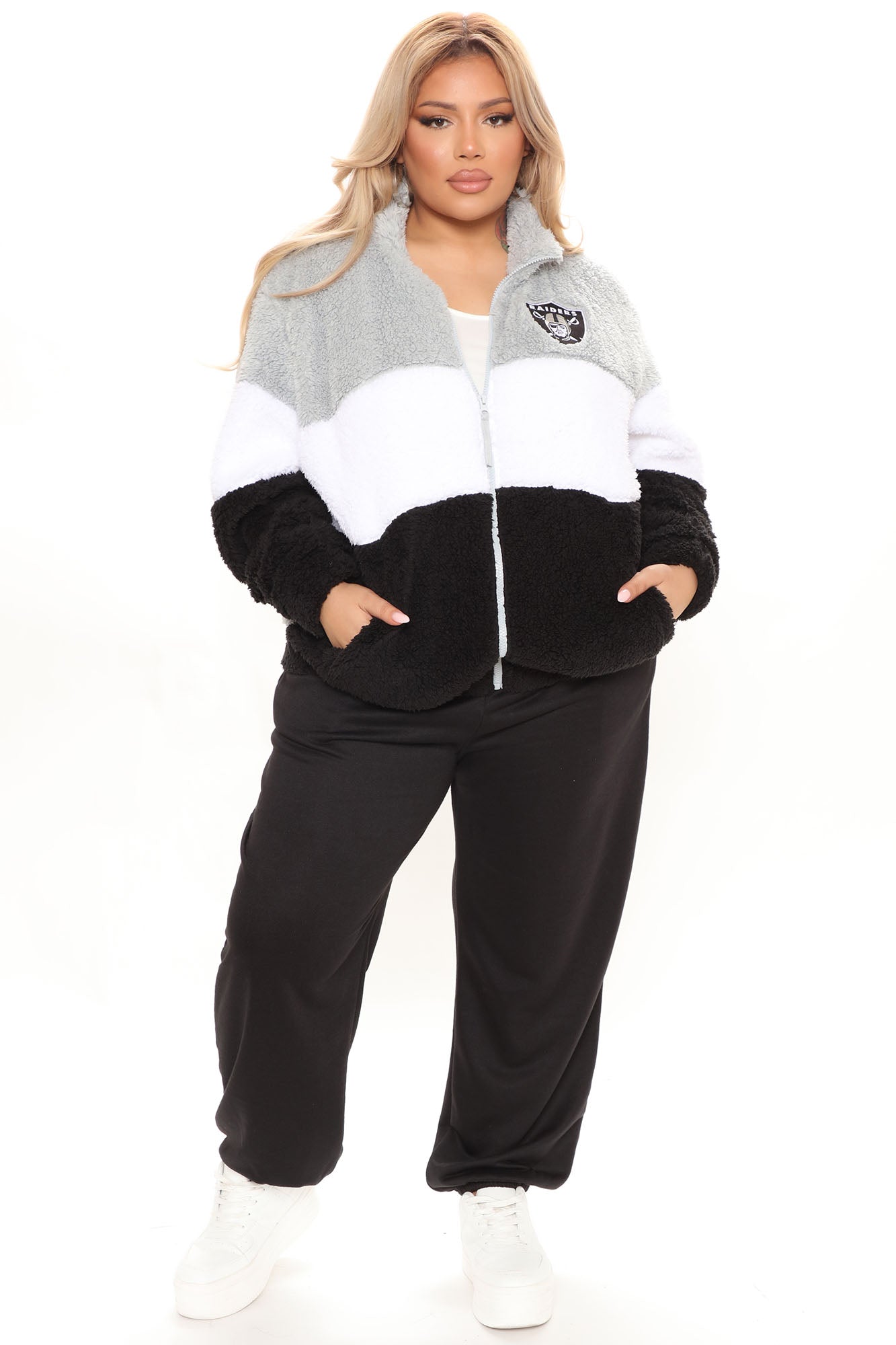NFL Raiders Sherpa Jacket - Grey/Black