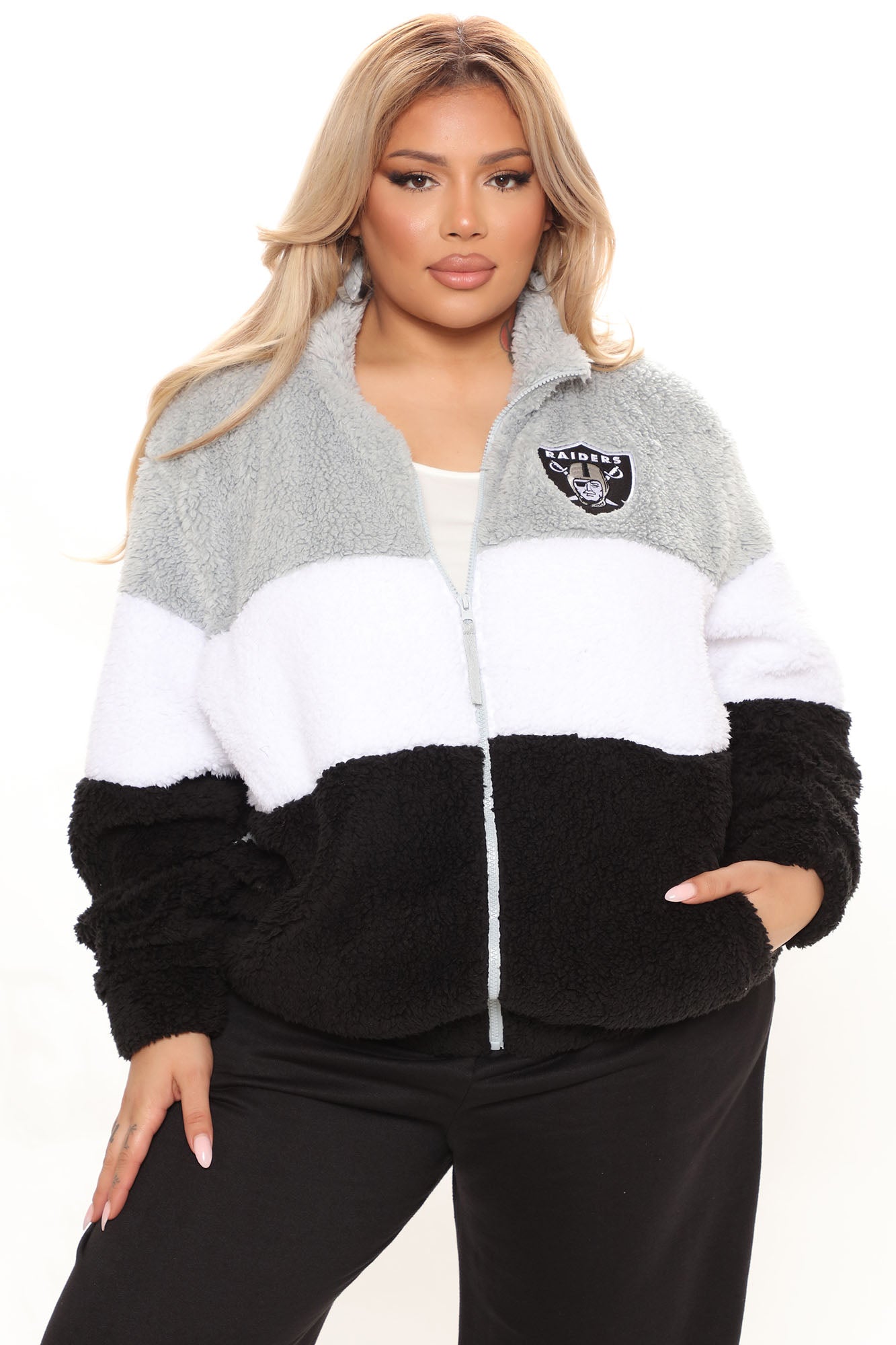 NFL Raiders Sherpa Jacket - Grey/Black