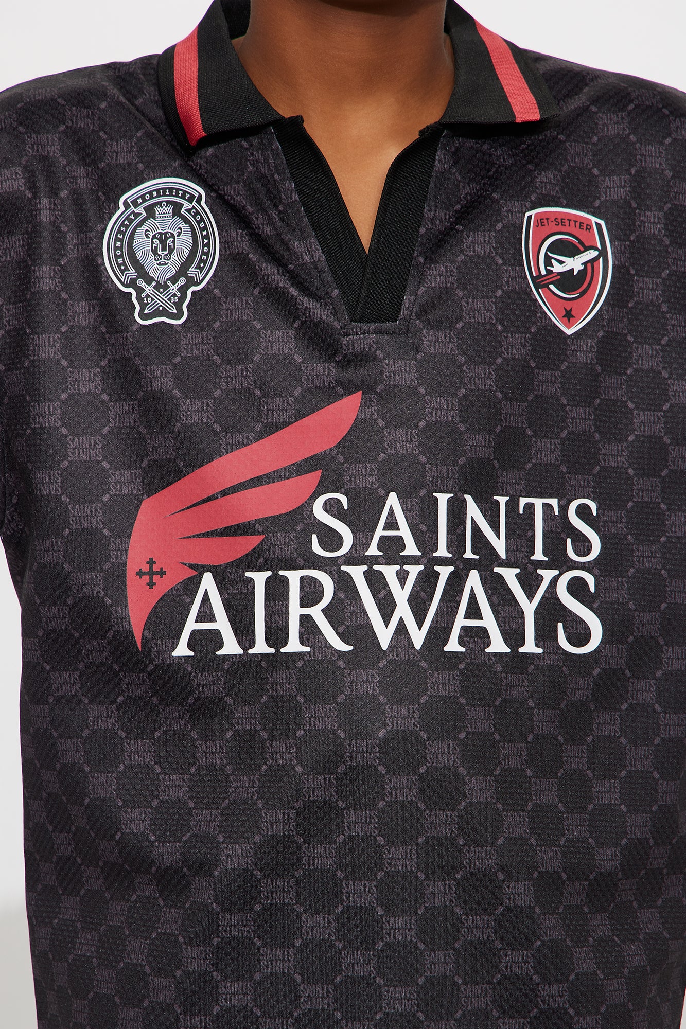 Mini Saints Johnny Collar Soccer Jersey - Black