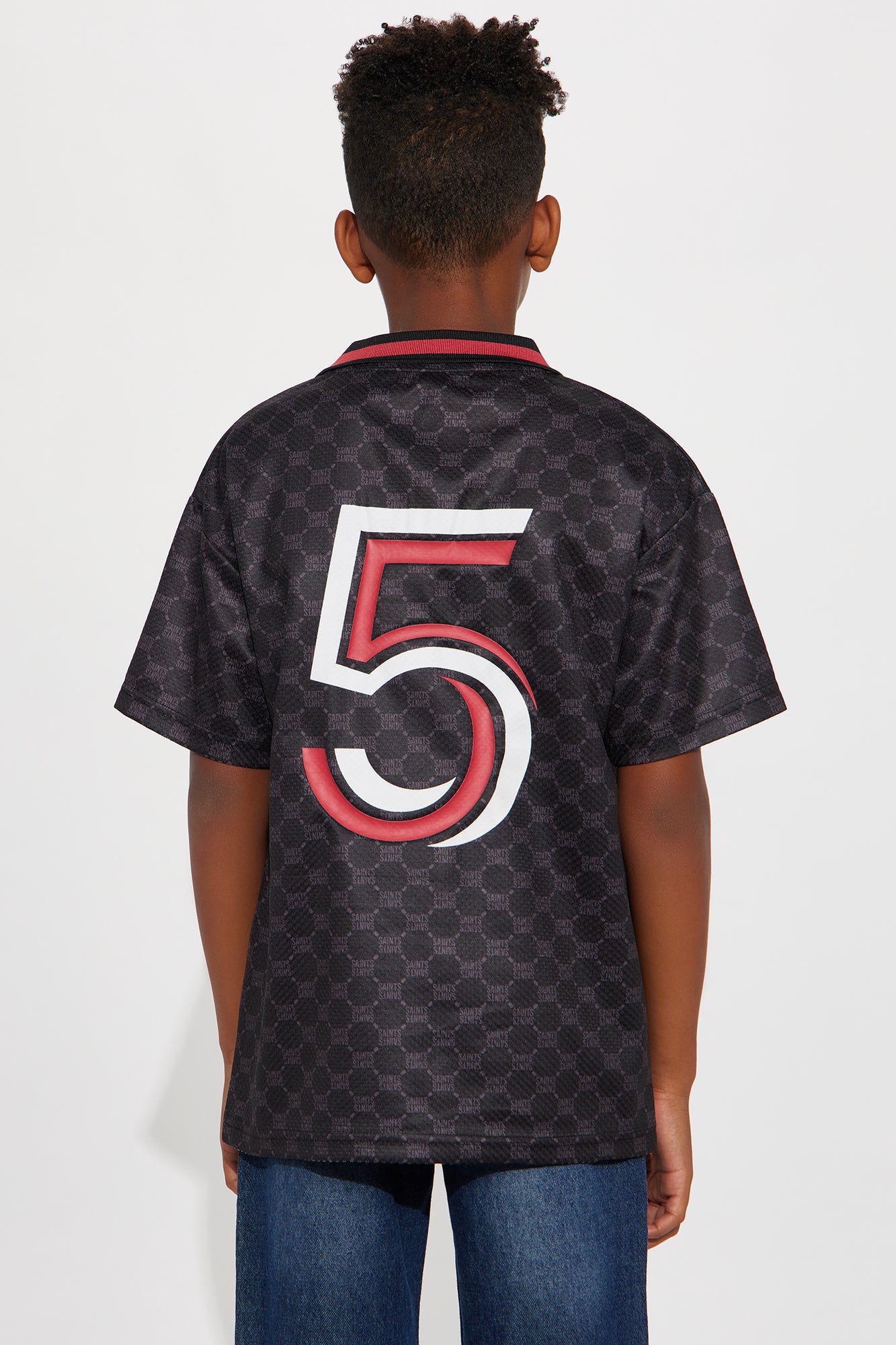 Mini Saints Johnny Collar Soccer Jersey - Black