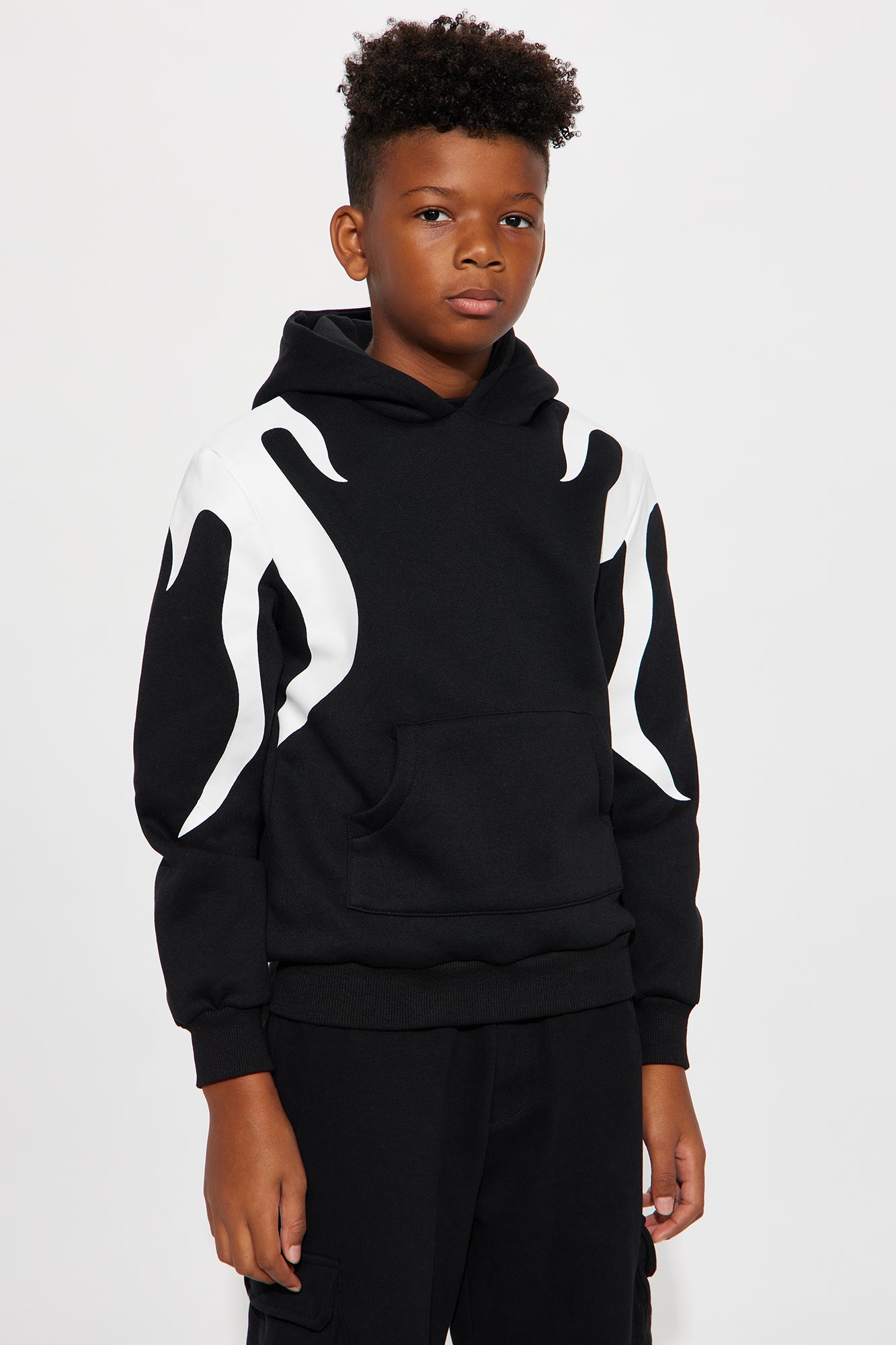 Mini Fire Patched Hoodie - Black