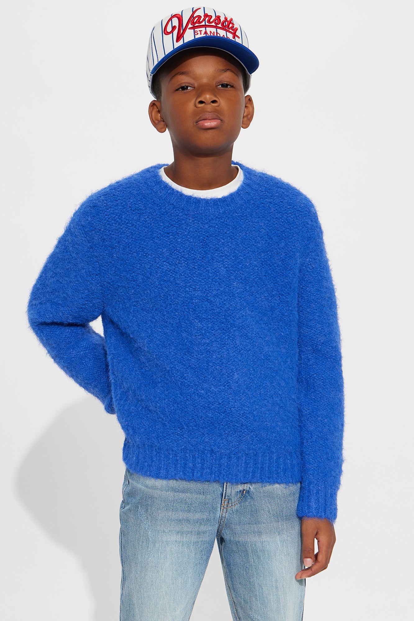 Mini Oversized Fluffy Sweater - Blue