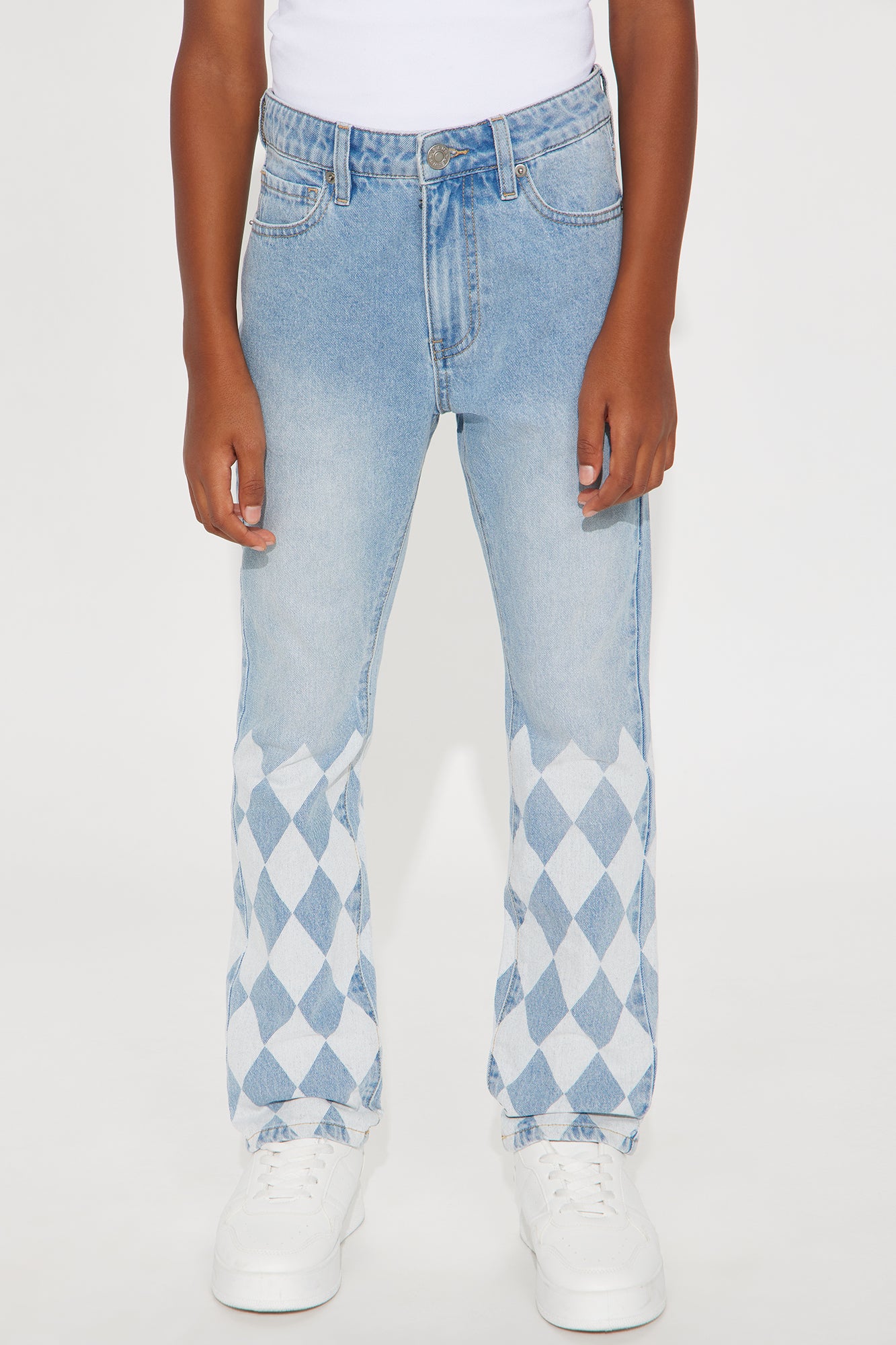 Mini Slim Diamond Pattern Jean - Light Blue Wash