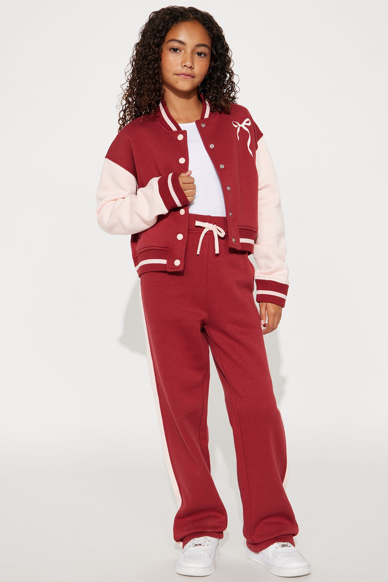 Mini Pretty Vibes Wide Leg Pant Set - Burgundy