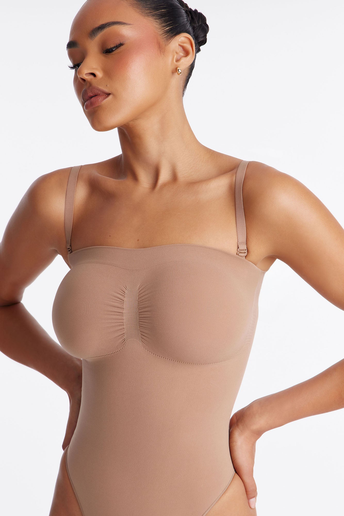 Nova Sculpt Seamless Strong Compression Strapless Thong Bodysuit - Nude