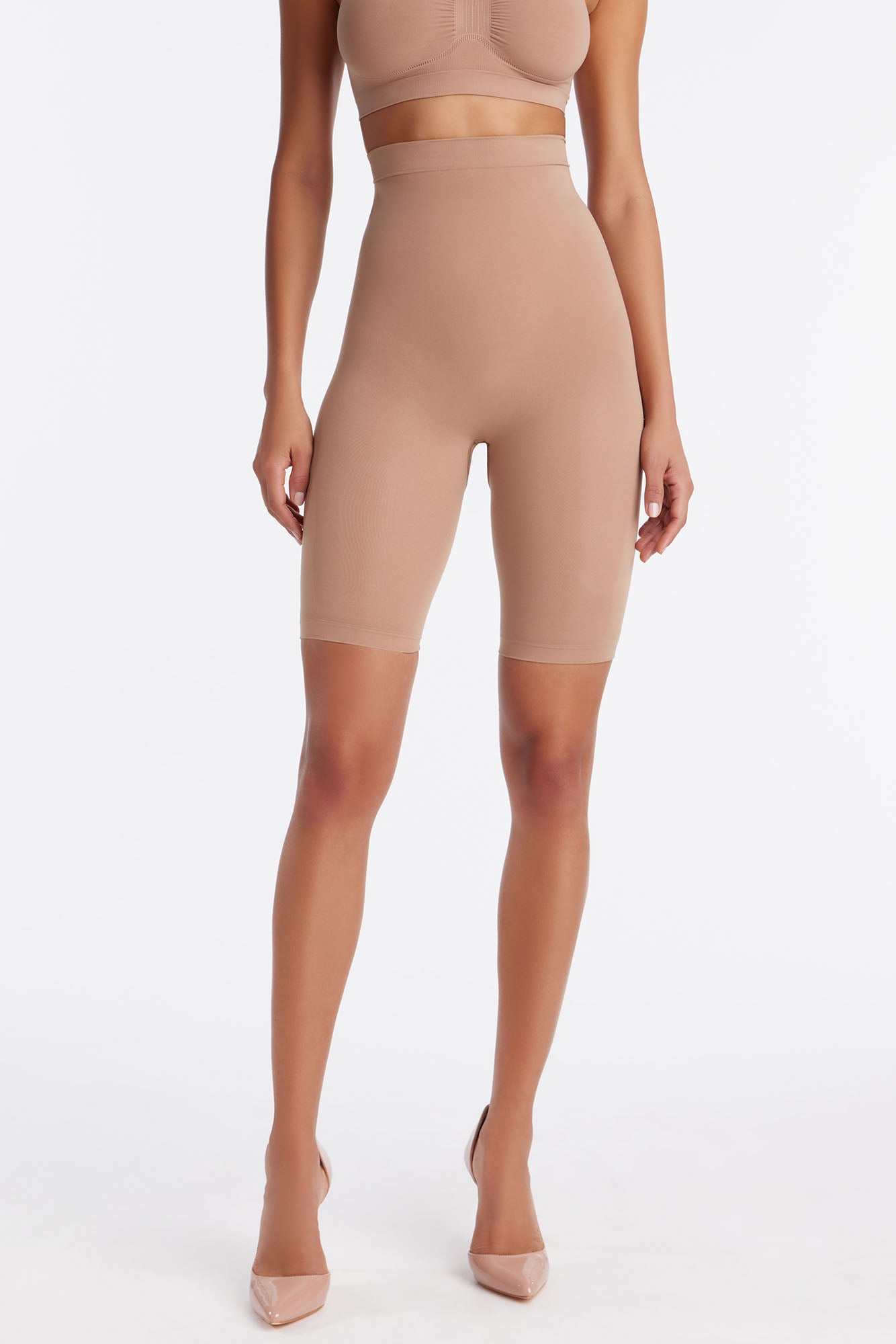 Nova Sculpt Seamless Strong Compression High Waisted Thigh Shaper - Nude