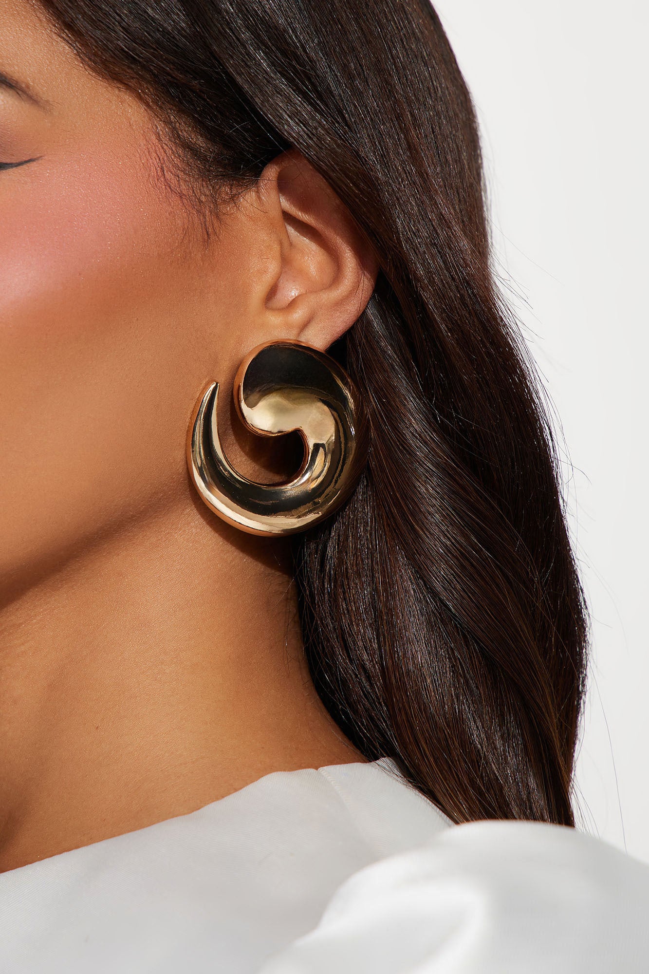 Gold Swirl Abstract Earrings - Gold