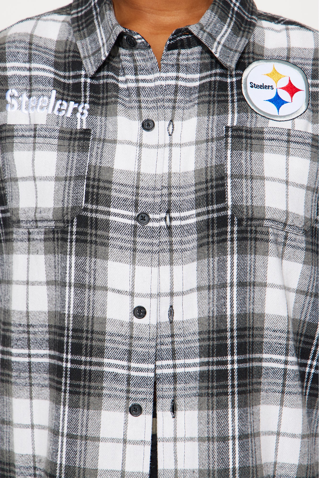 NFL Steelers Plaid Flannel - Black