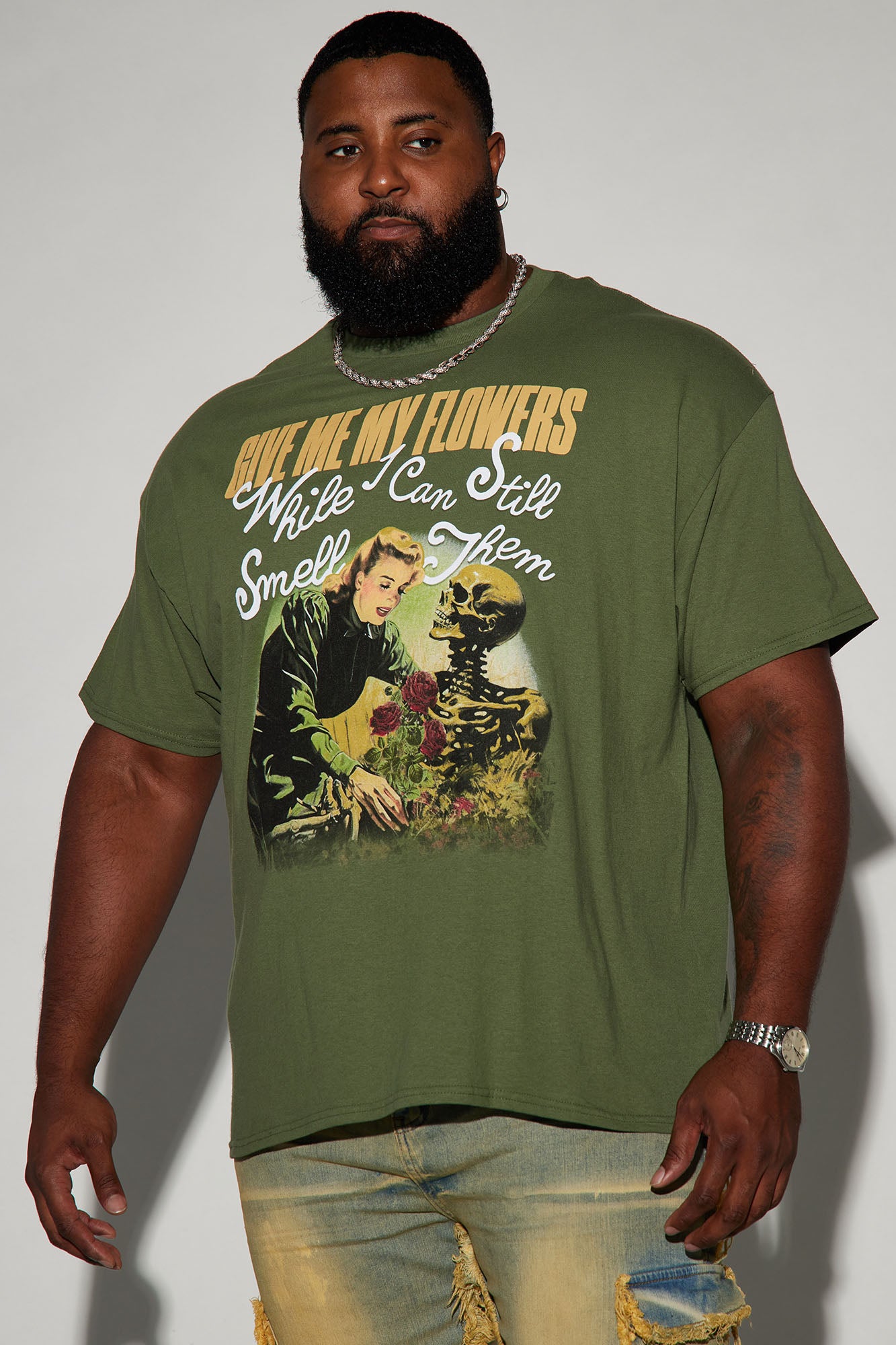 Give Me My Flowers Short Sleeve Tee - Hunter