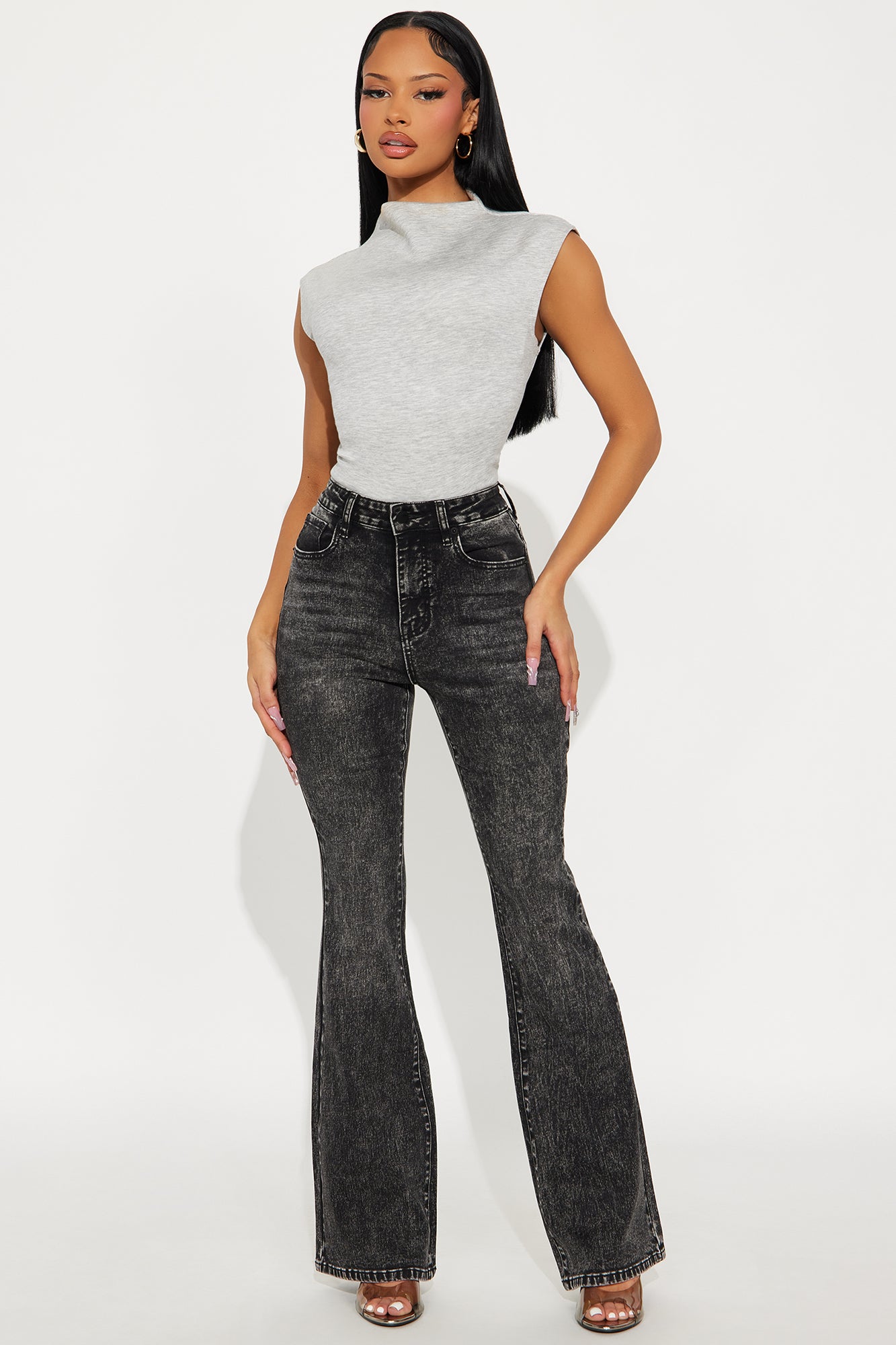 Gemma Sculpting Stretch Flare Jeans - Black
