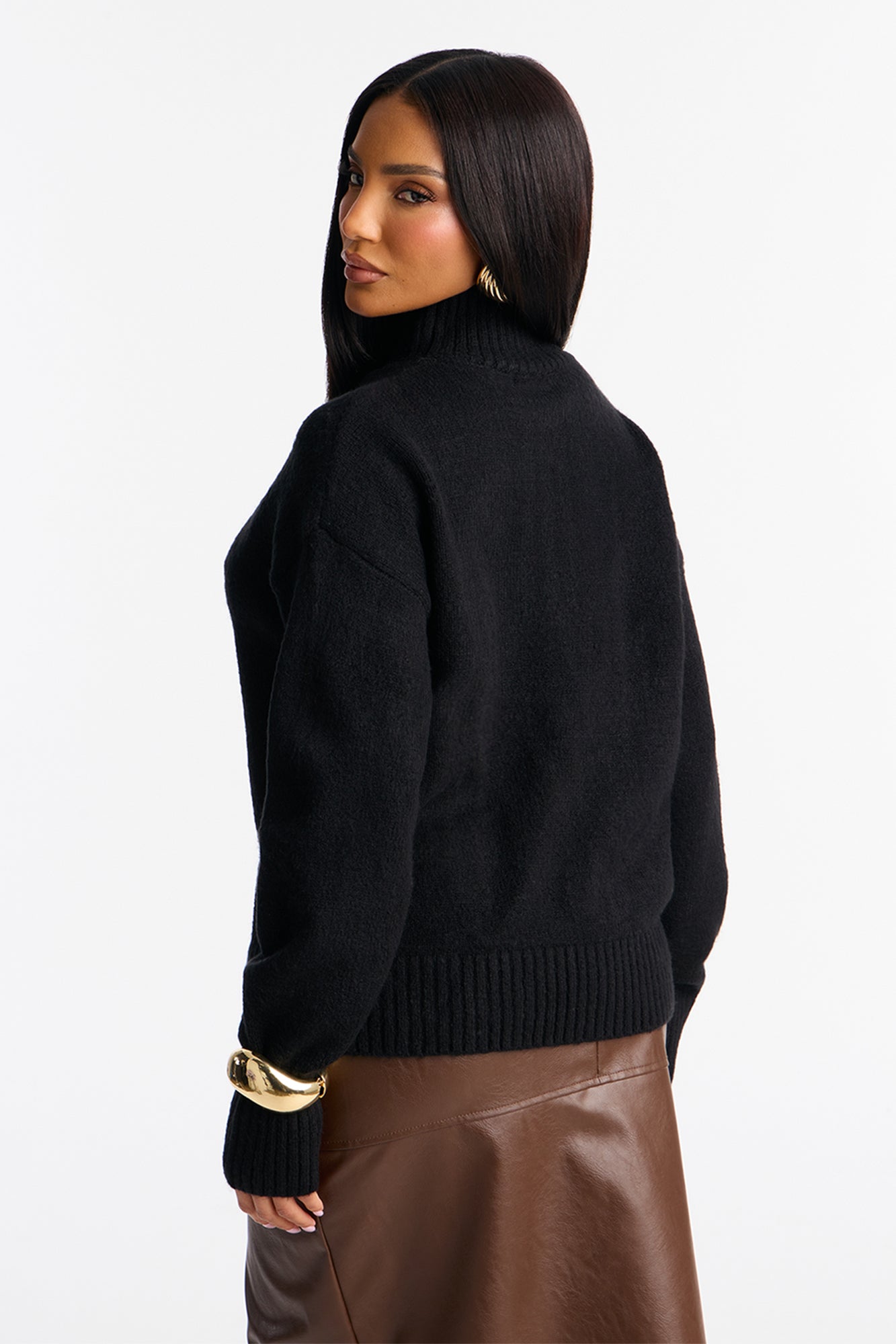 Jesse Mock Neck Sweater - Black