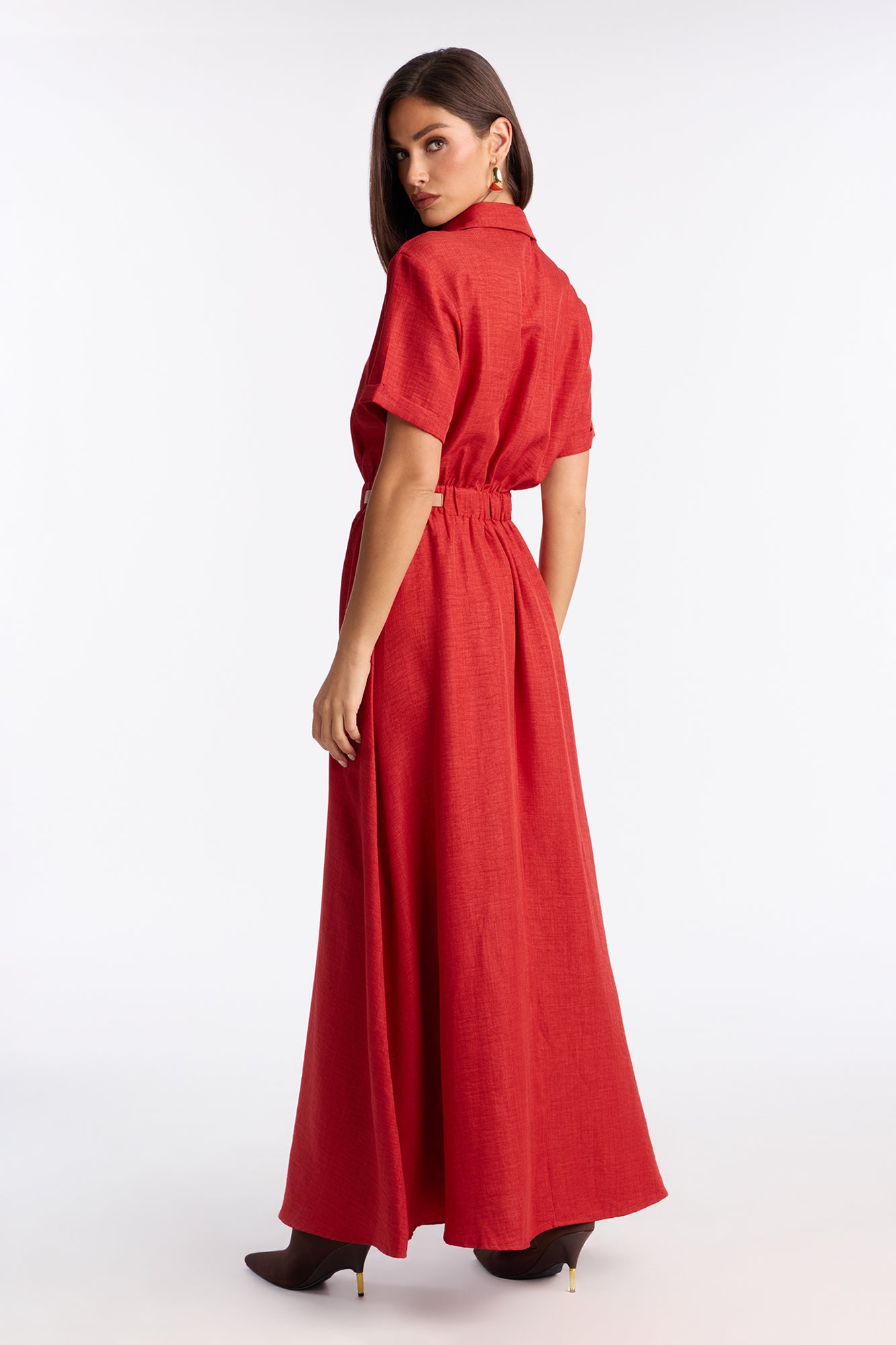 Georgiana Button Up Maxi Dress - Rust