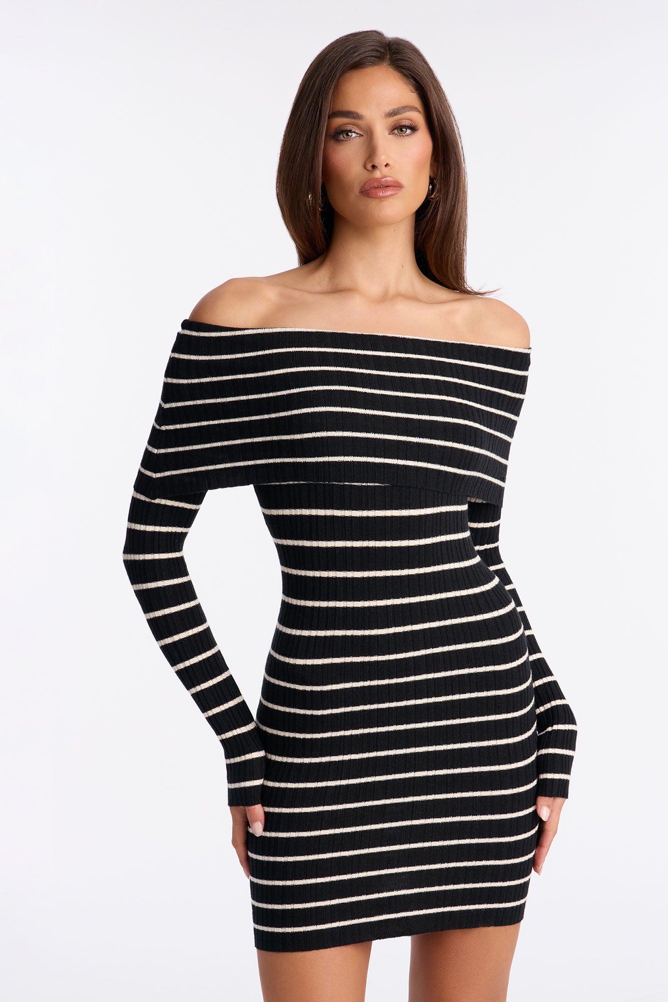 Say It Striped Mini Dress - Black