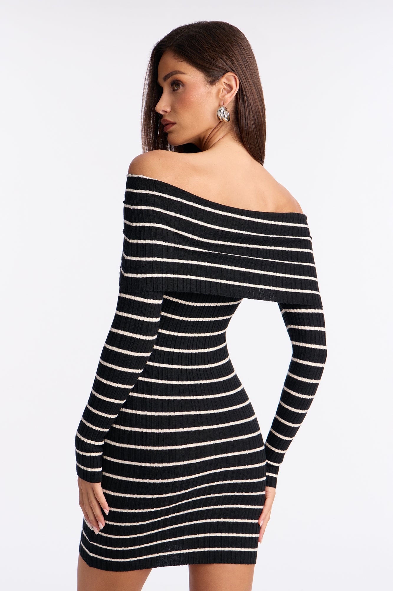 Say It Striped Mini Dress - Black