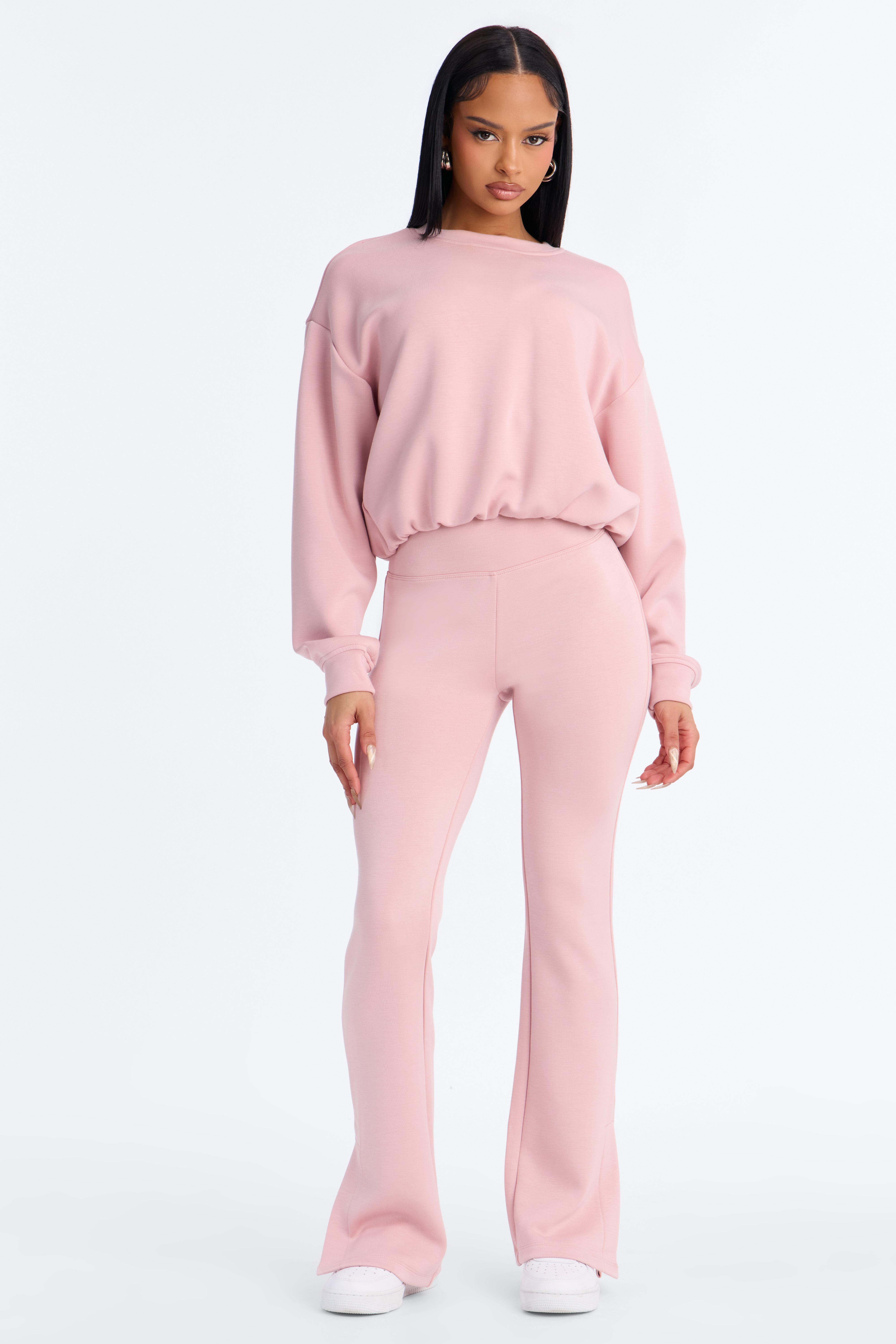 Bella Scuba Lounge Bubble Hem Sweatshirt - Pink