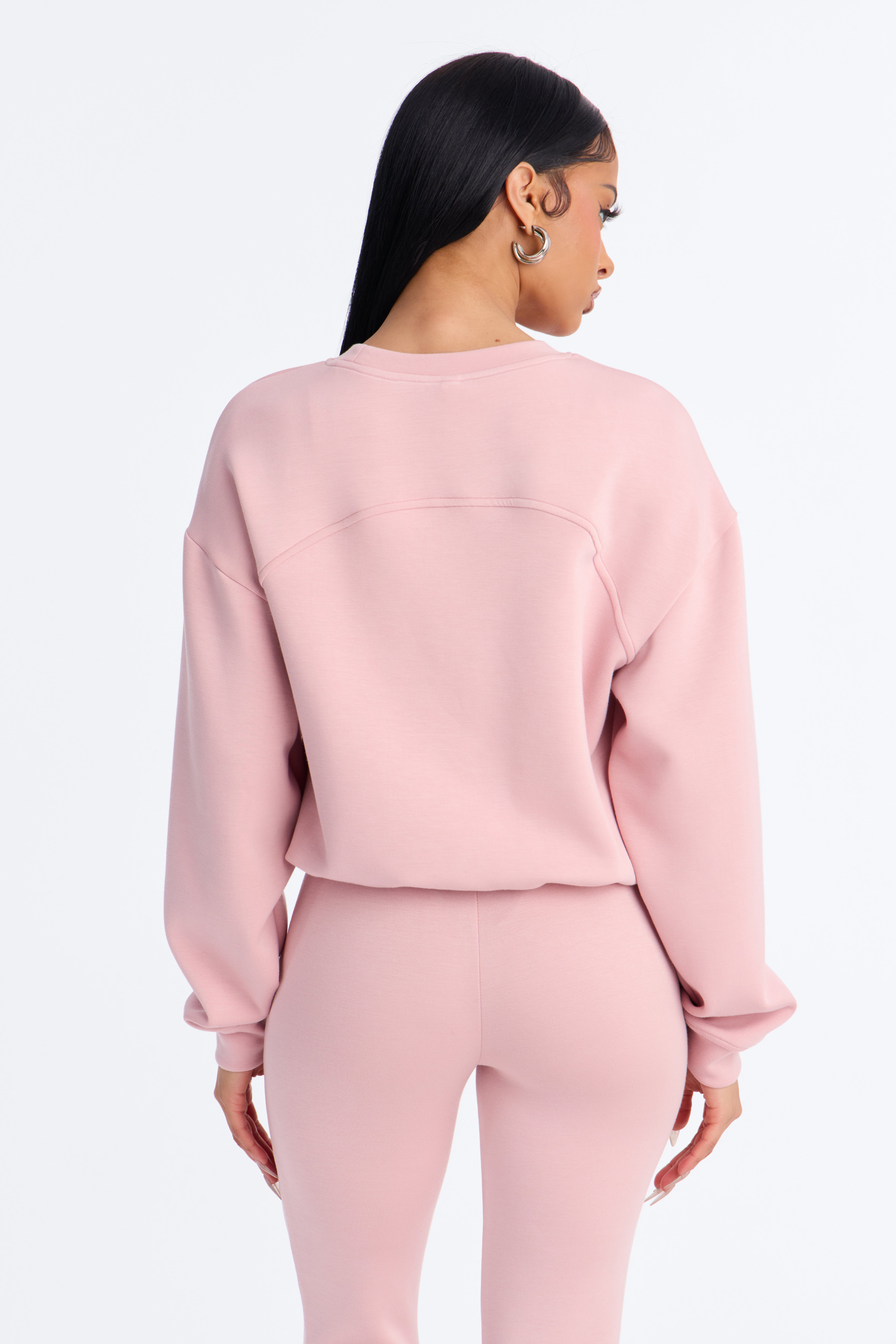 Bella Scuba Lounge Bubble Hem Sweatshirt - Pink