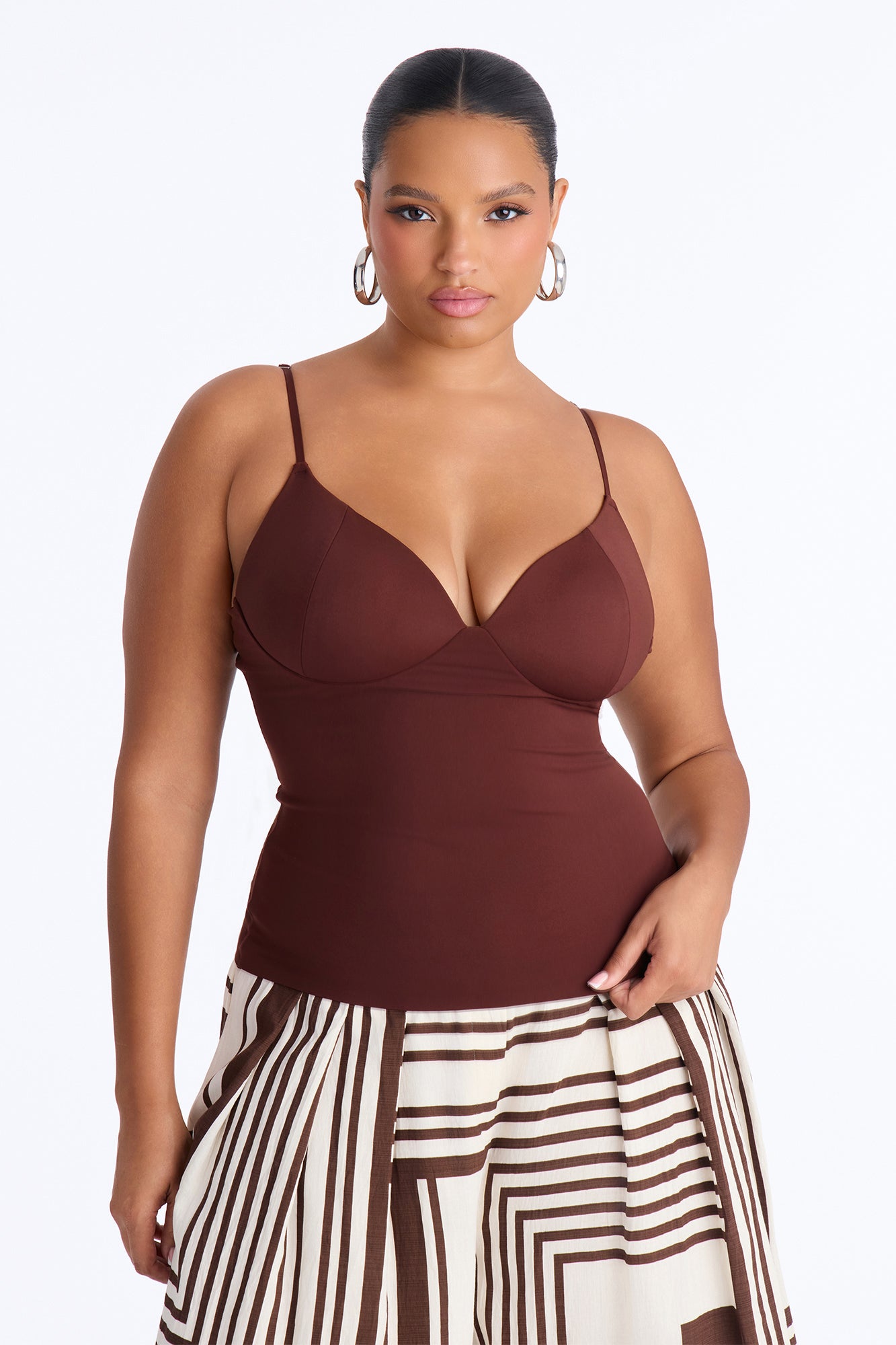 Kenny Padded Sweetheart Tank Top - Chocolate