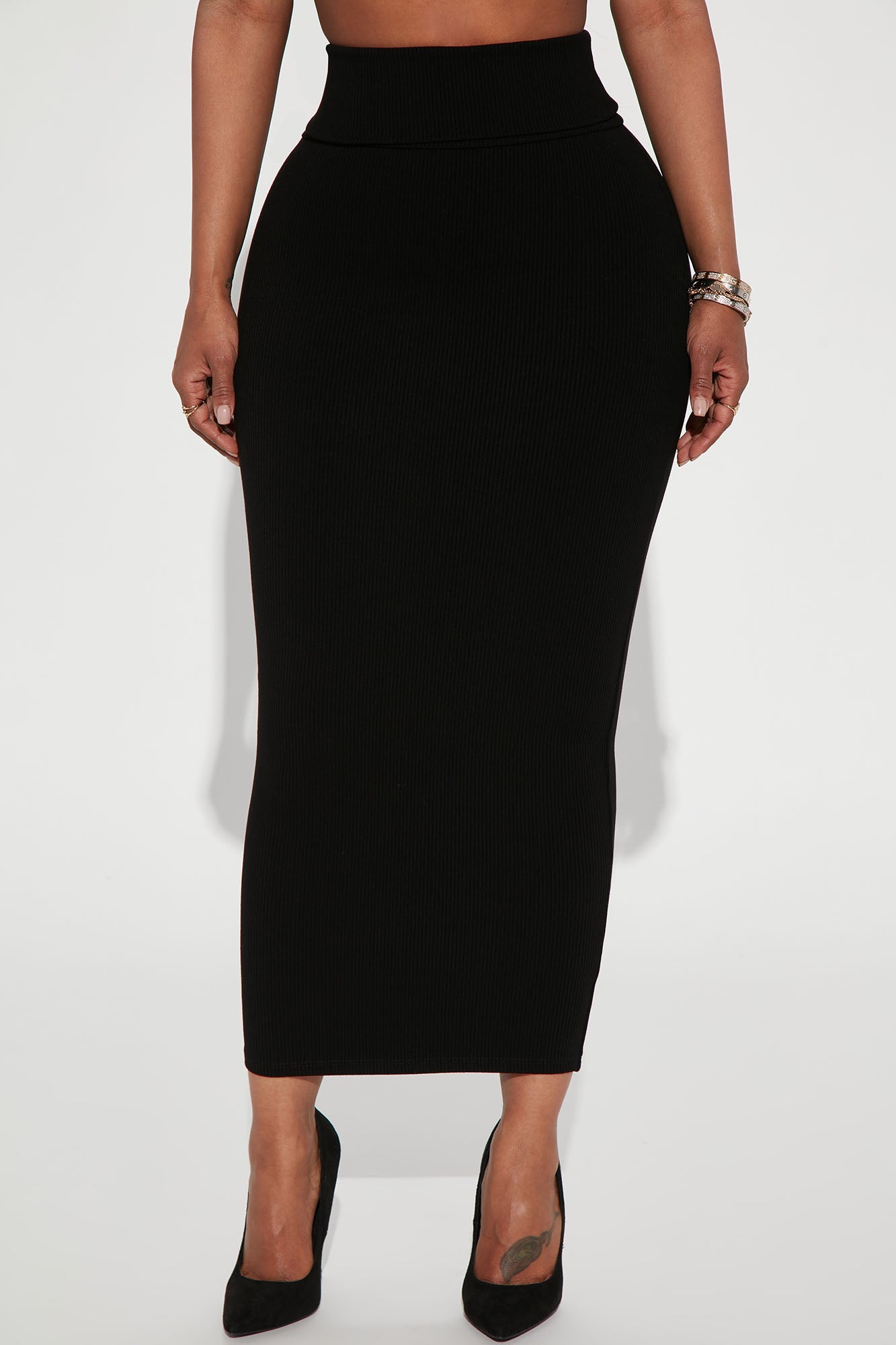 Makena Snatched Maxi Skirt - Black