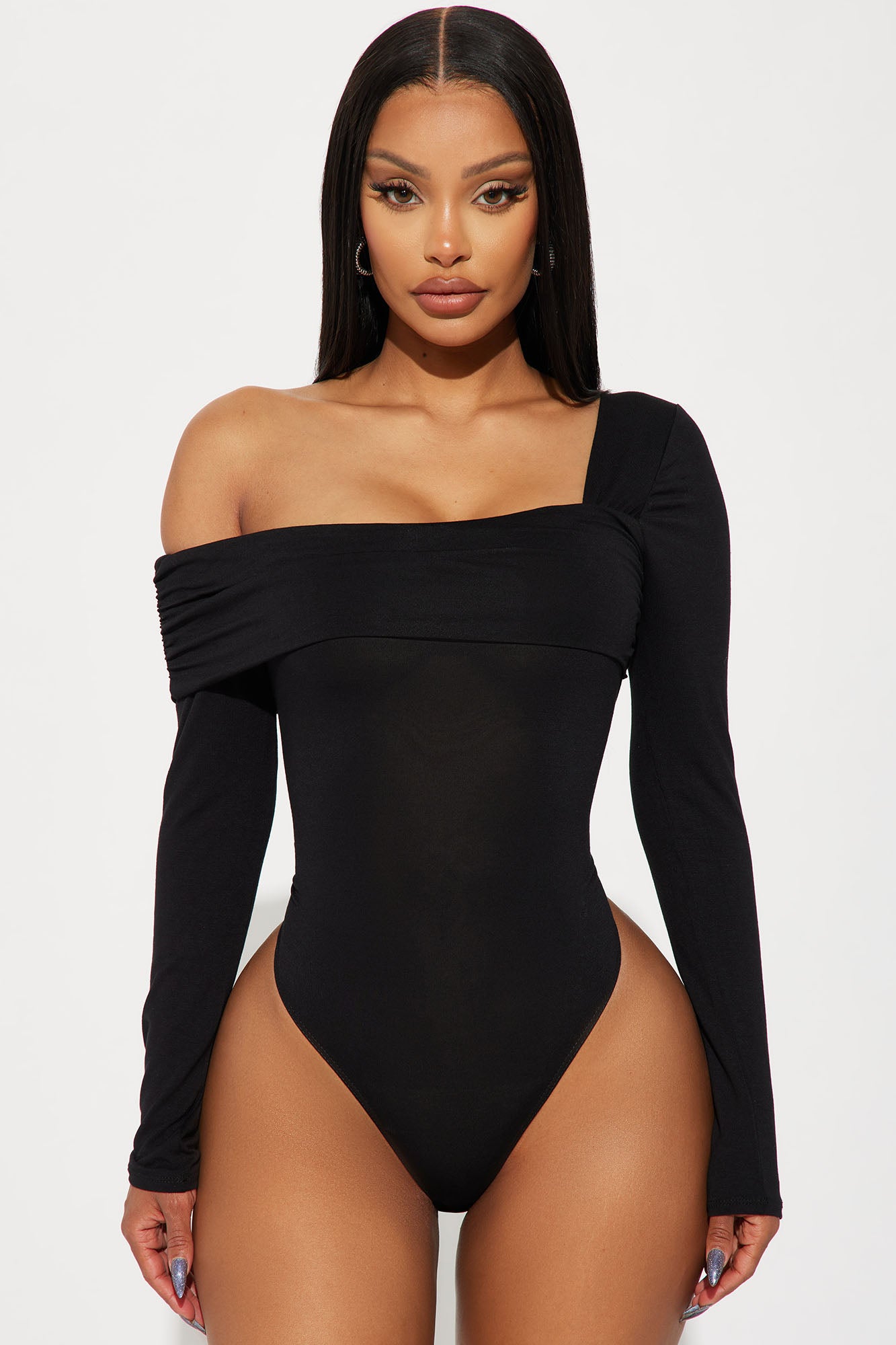 Gia One Shoulder Bodysuit - Black
