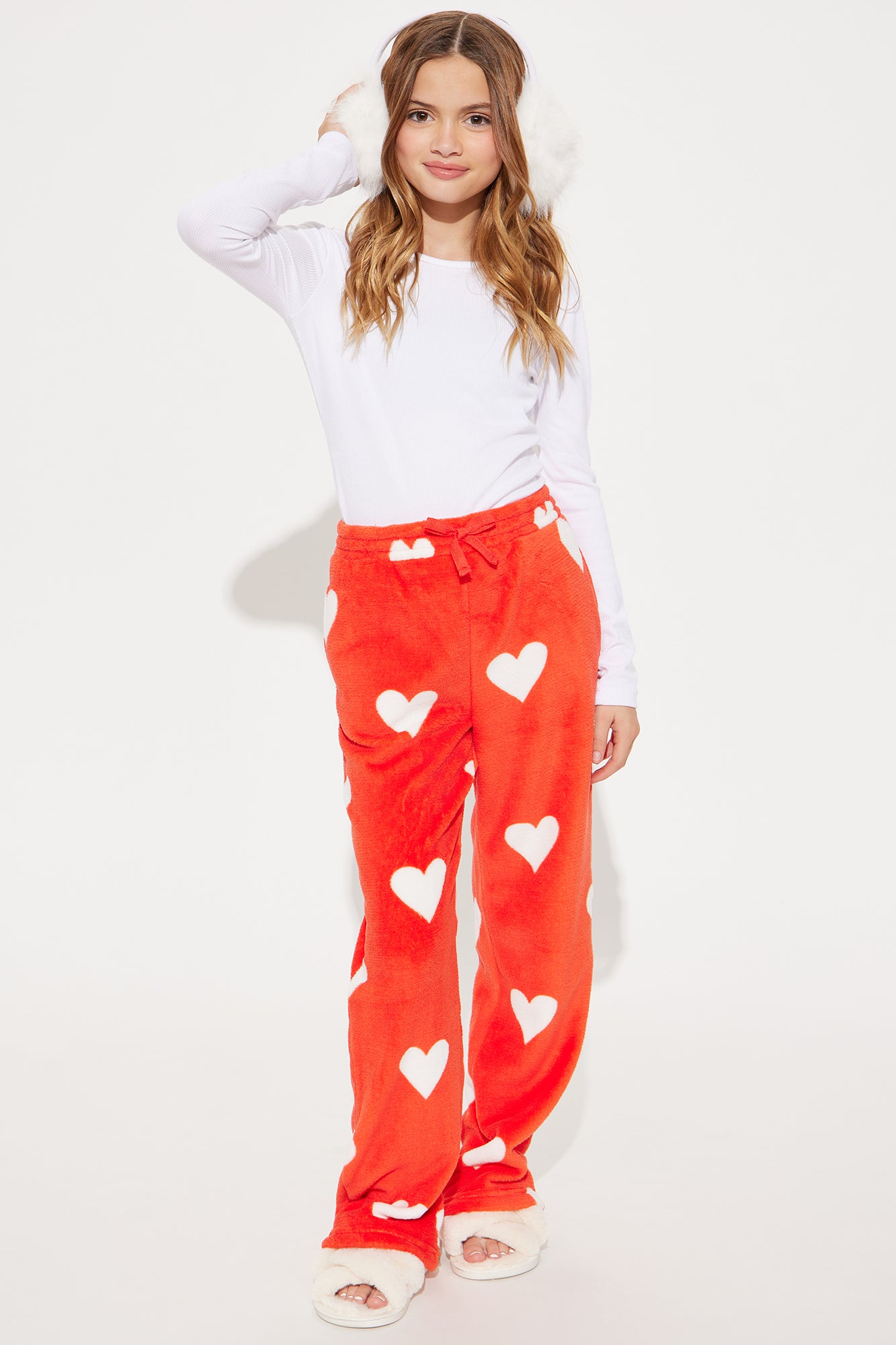 Mini With All My Heart Plush Pant - Red/White