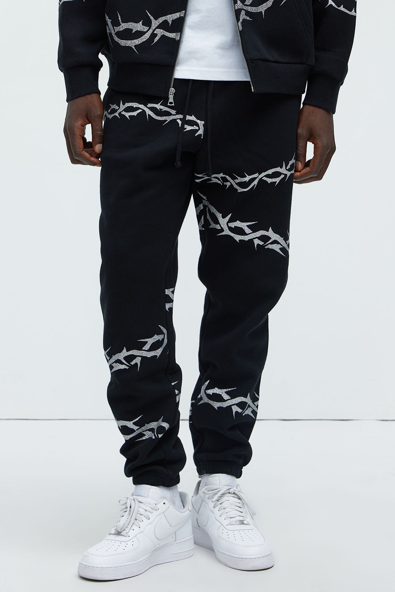 Tayson Barbed Wire Oversized Heavy Jogger - Black