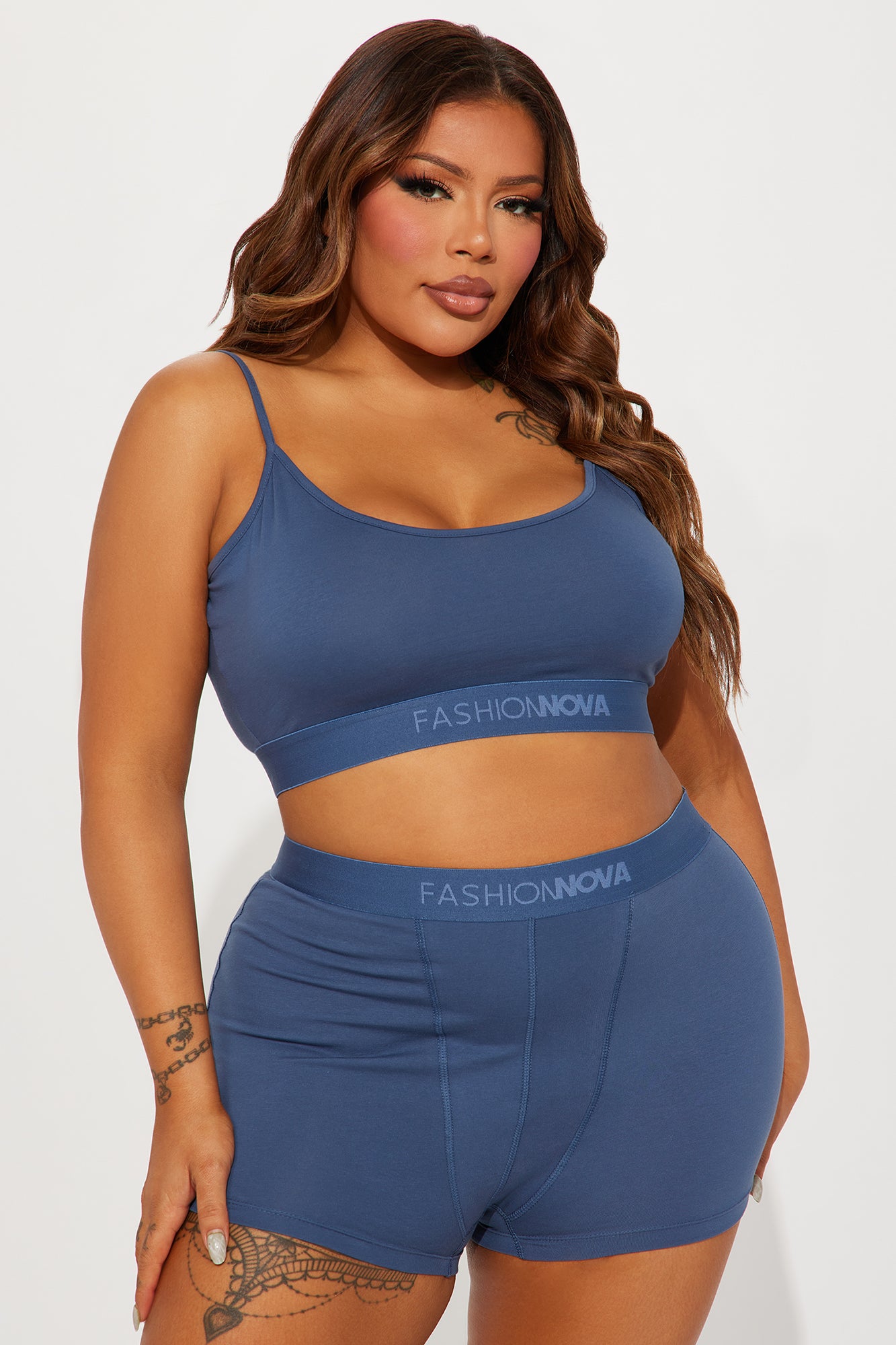 FN Mood Cami And Boxer Set - Slate Blue