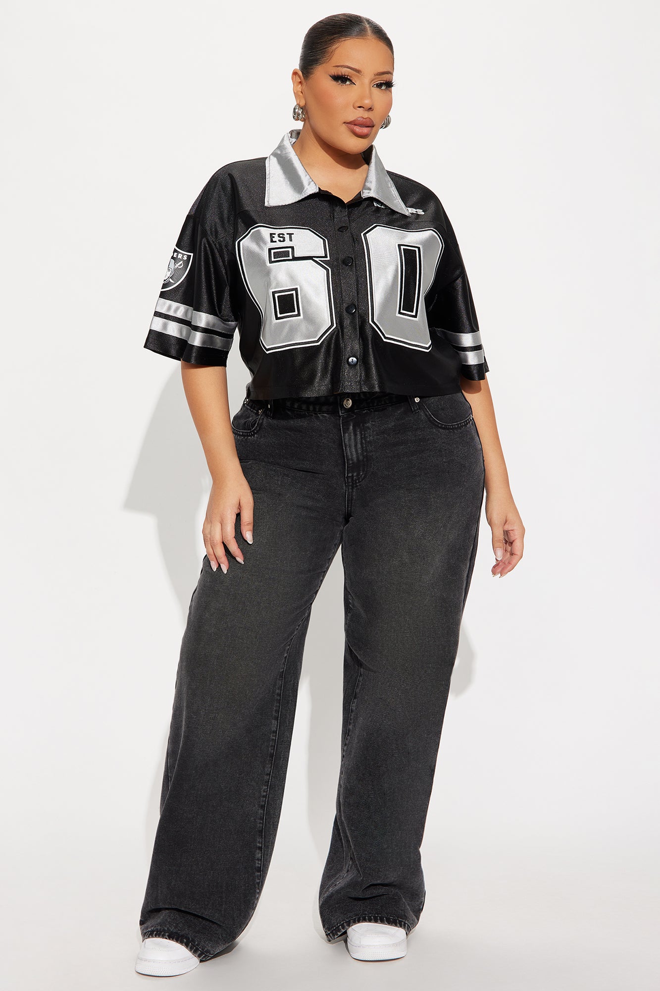 NFL Las Vegas Raiders Cropped Shirt - Black/combo