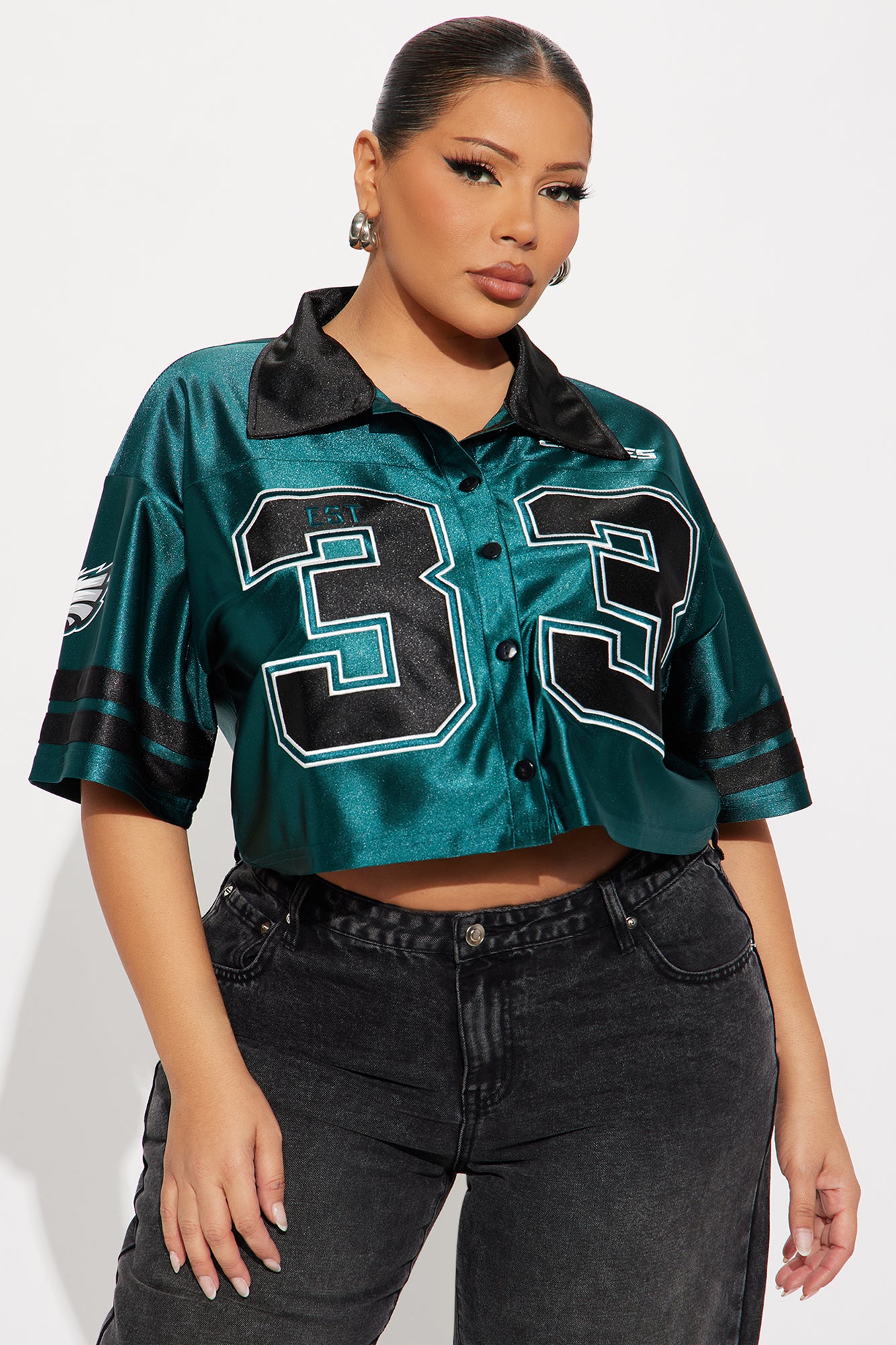 NFL Philadelphia Eagles Cropped Shirt - Green/combo