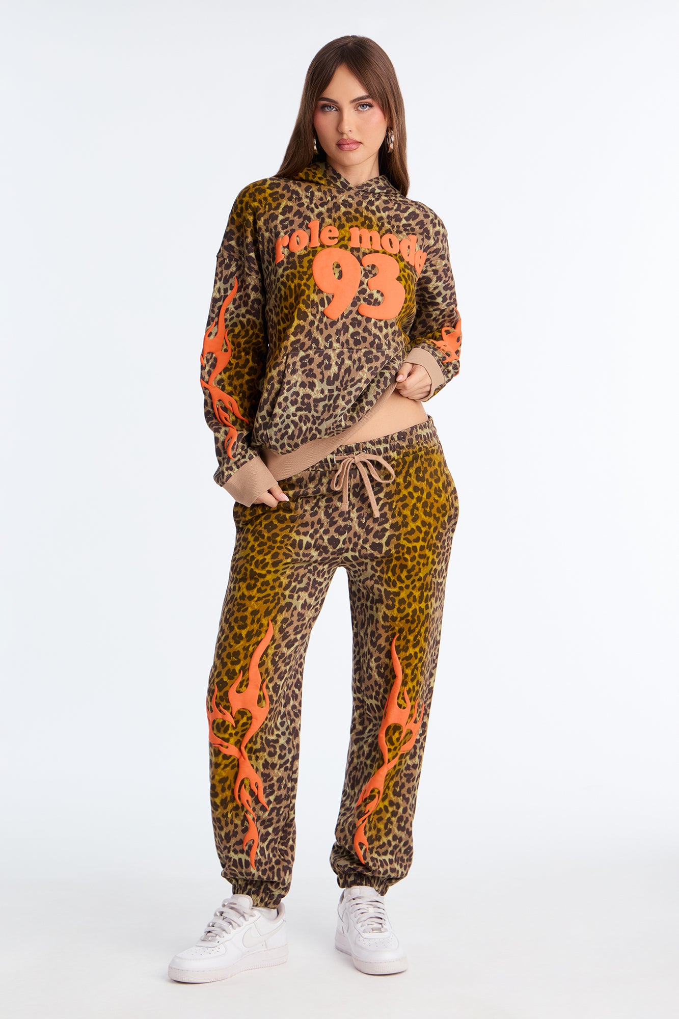 Hot Streak Leopard Fleece Jogger Set - Grey/combo