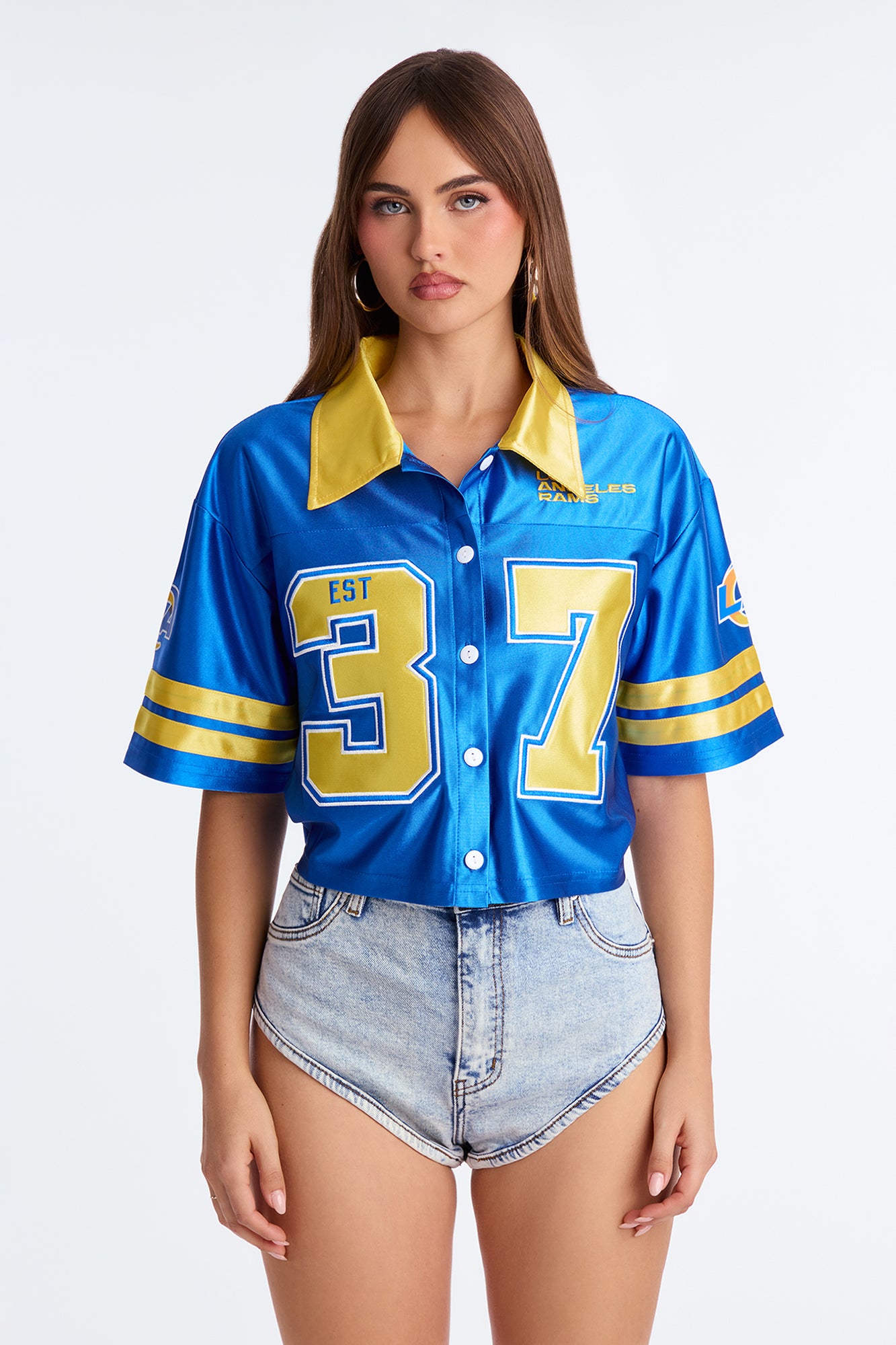 NFL LA Rams Cropped Shirt - Royal/combo