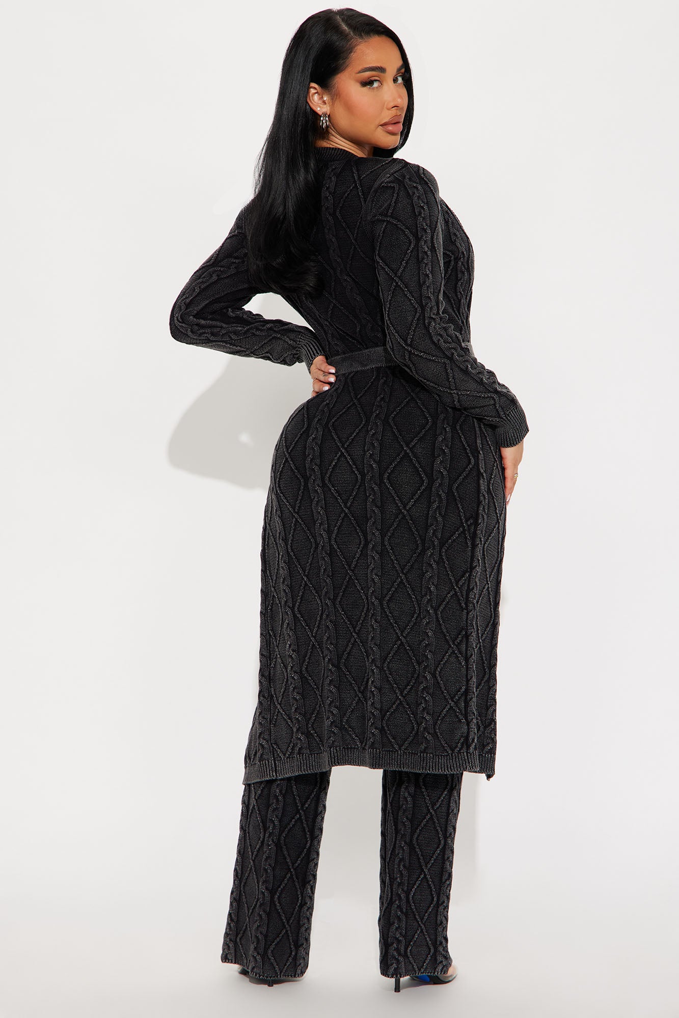 Sunday Staple Washed Sweater Pant Set - Charcoal