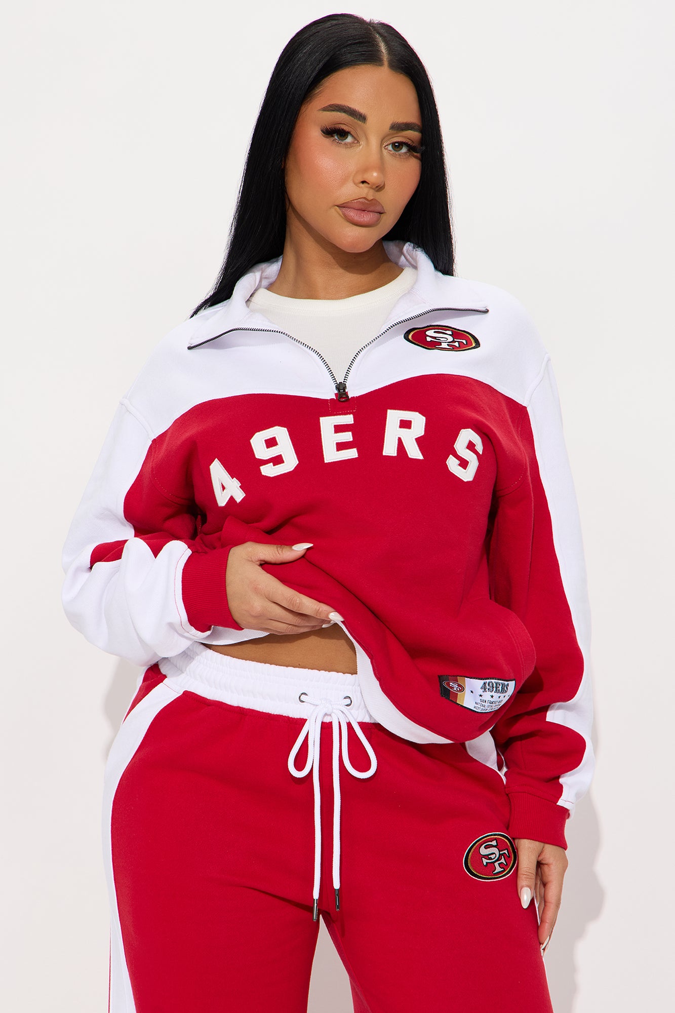 NFL 49ers Half Zip Fleece Sweatshirt - Red