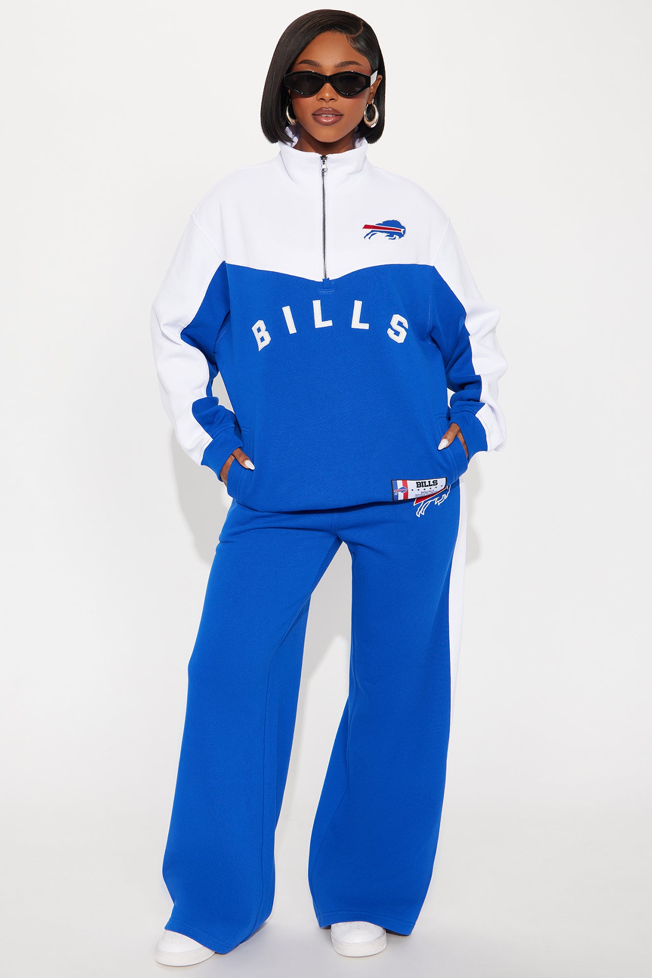 NFL Buffalo Bills Half Zip Sweatshirt - Royal/combo